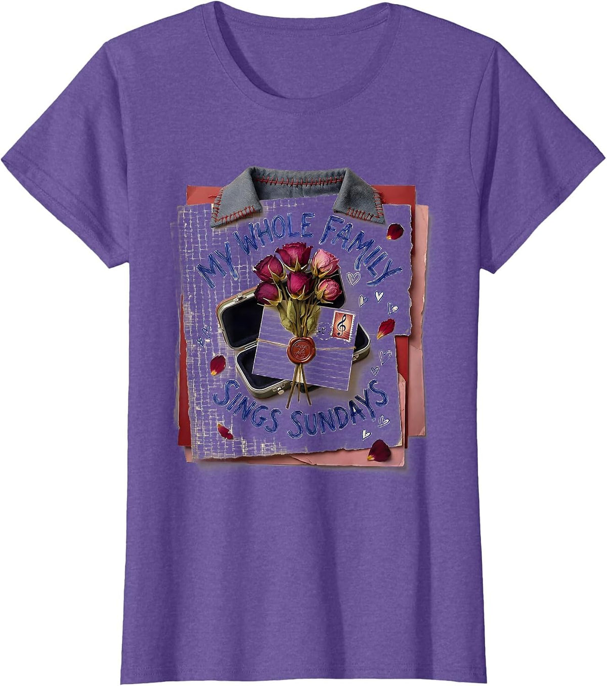 My Whole Family Sings Sundays Christian Worship Choir Member T-Shirt - Purple Heather