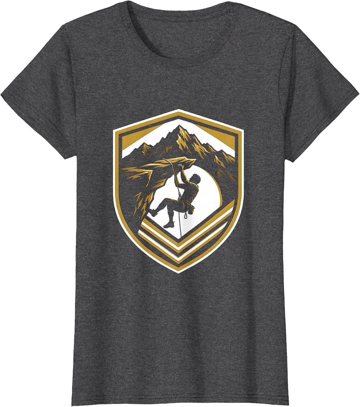 Women's Rock Climber Cliff Overhang Graphic Design T-Shirt - Dark Heather Grey