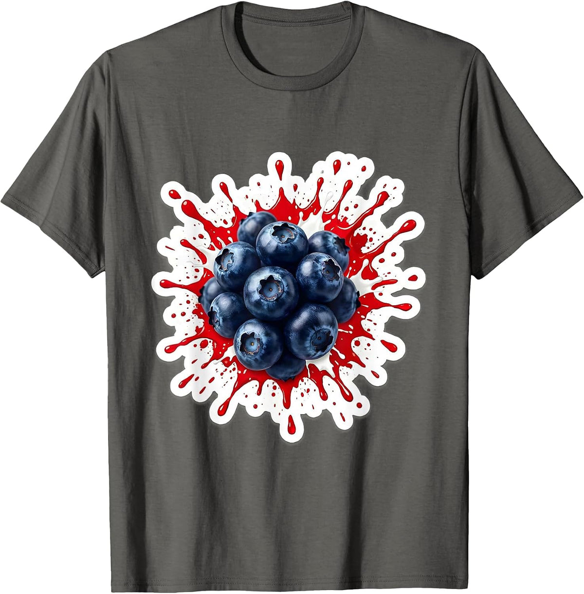Men's Red White and Blueberries Burst Graphic Tee T-Shirt - Asphalt Grey