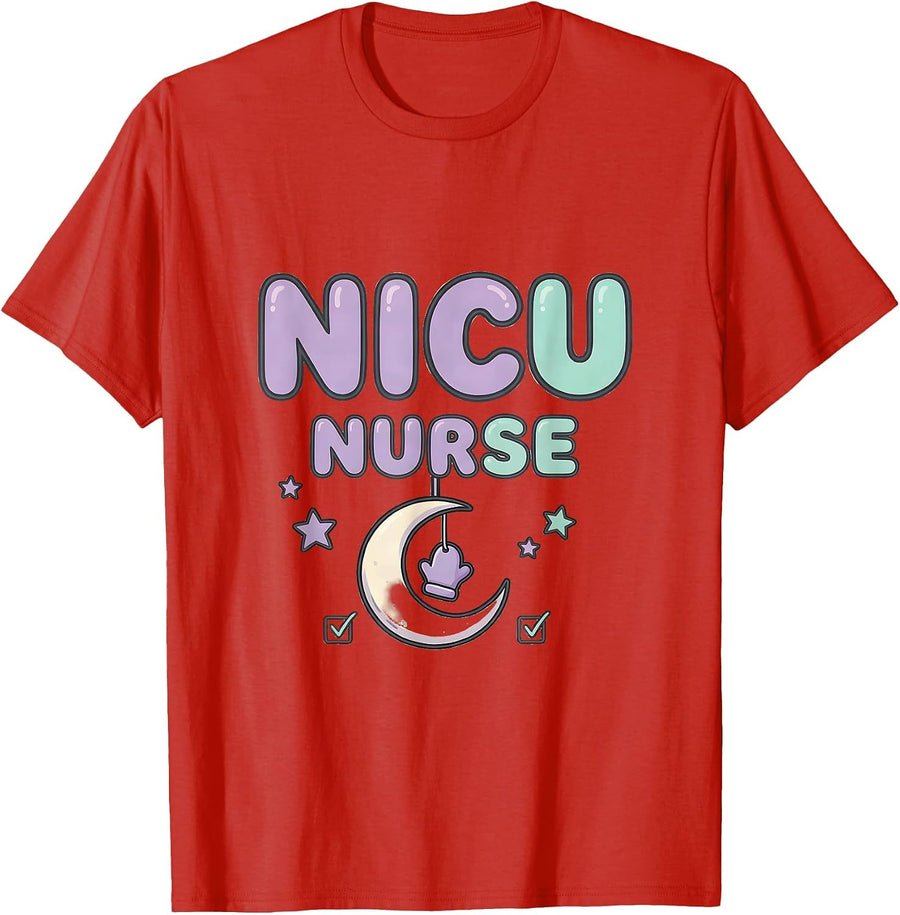Men's NICU Nurse Kawaii Doodle Pediatric Nurse Practitioner Cute T-Shirt - Red