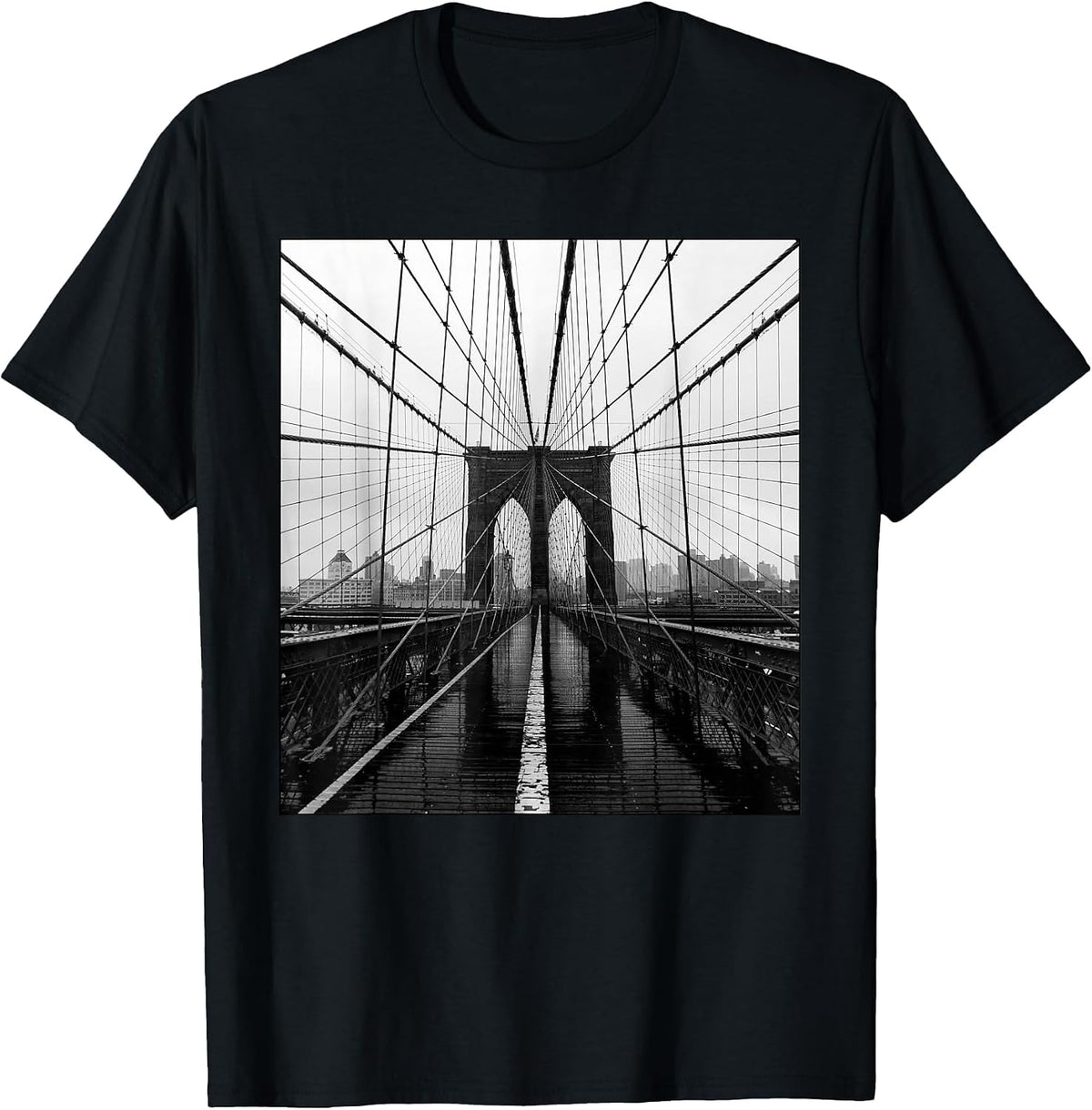 Brooklyn Bridge Photo Art NYC New York City Skyline Brooklyn T-Shirt - Black