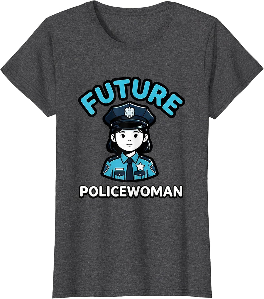 Women's Future Policewoman Funny Kids Police Officer Role Play T-Shirt - Dark Heather Grey