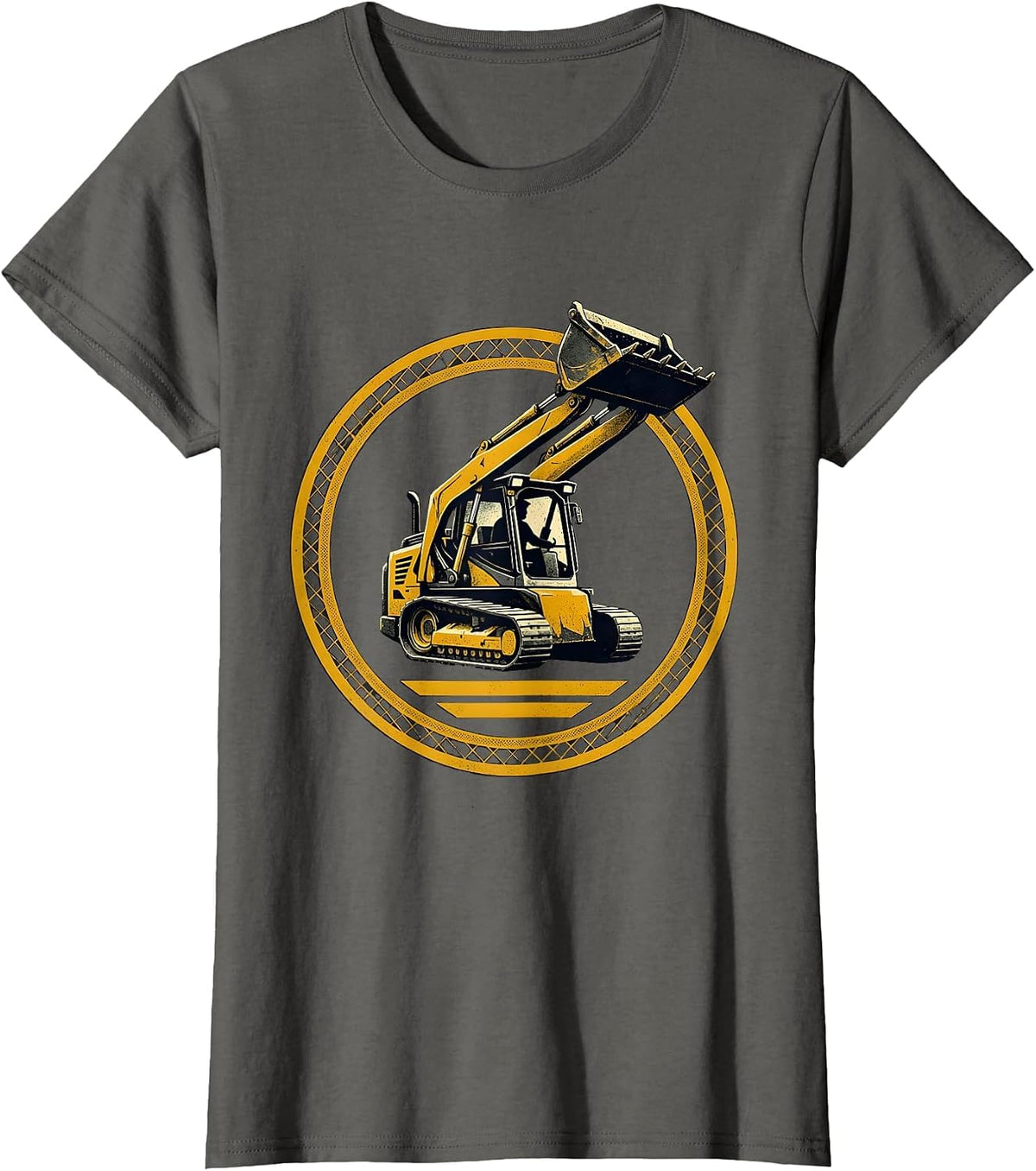 Women's Skid Steer Badge Operator Humor Vintage T-Shirt - Asphalt Grey