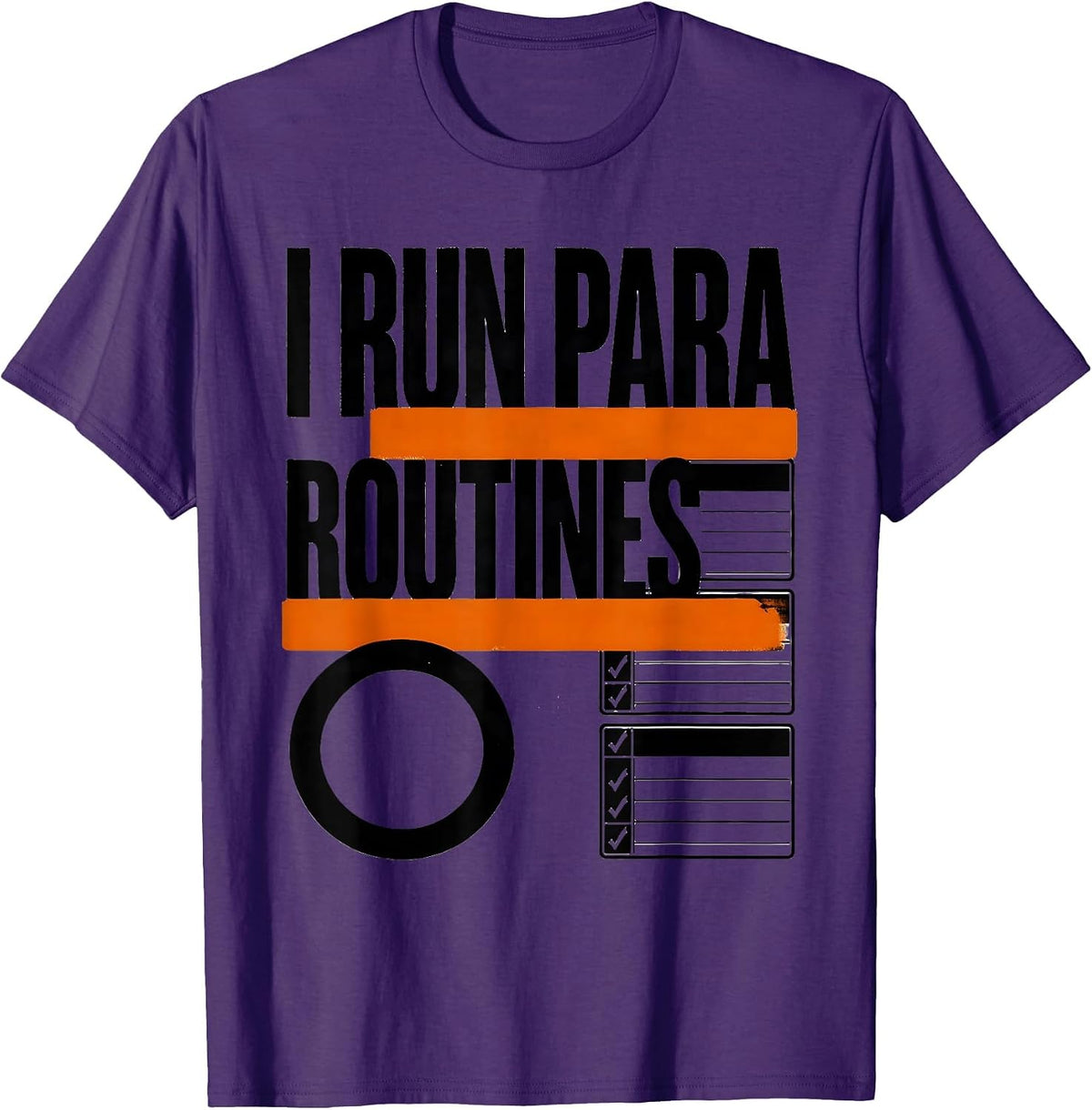 I Run Para Routines Brutalist Paraprofessional Teacher T-Shirt - Purple