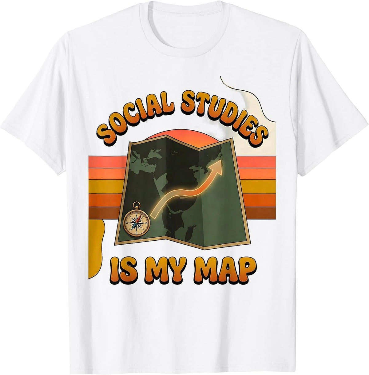 Social Studies Is My Map Retro Funny Teacher Back To School T-Shirt - White