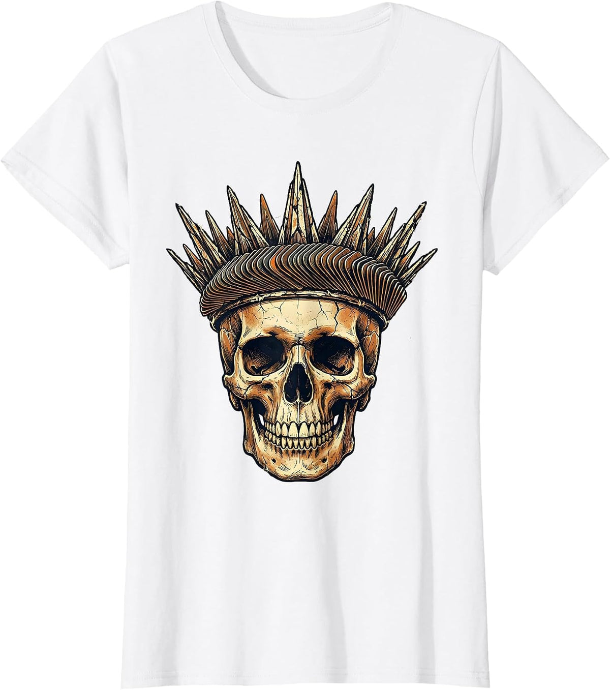 Skull Crown of Guitar Picks Vintage Rock Art T-Shirt - White