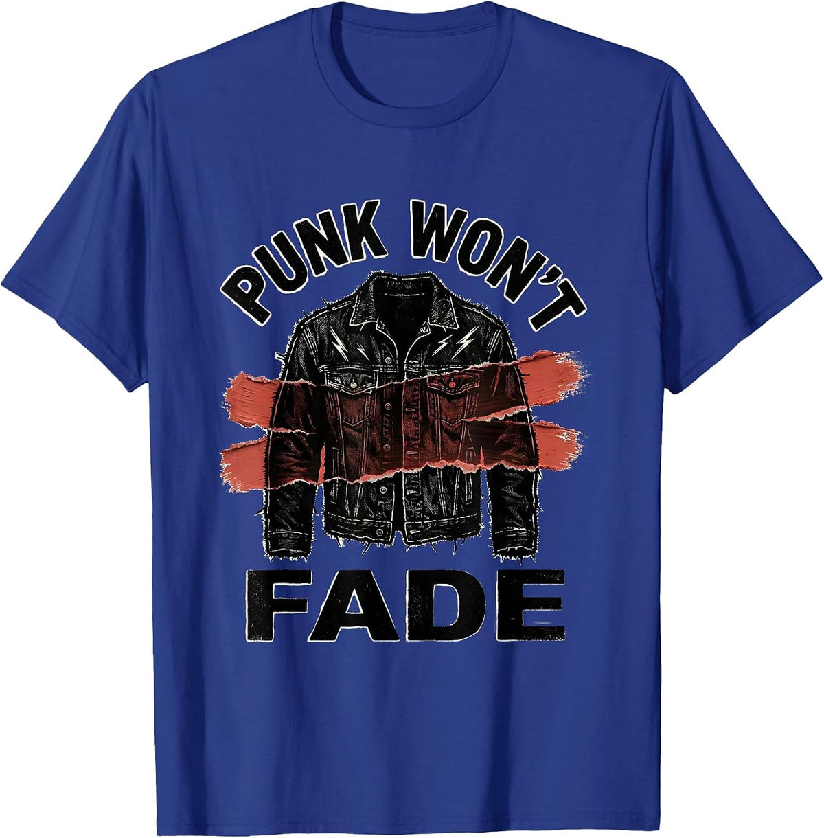 Men's Punk Won't Fade Bold Punk Rock Fan Retro Music T-Shirt - Royal Blue