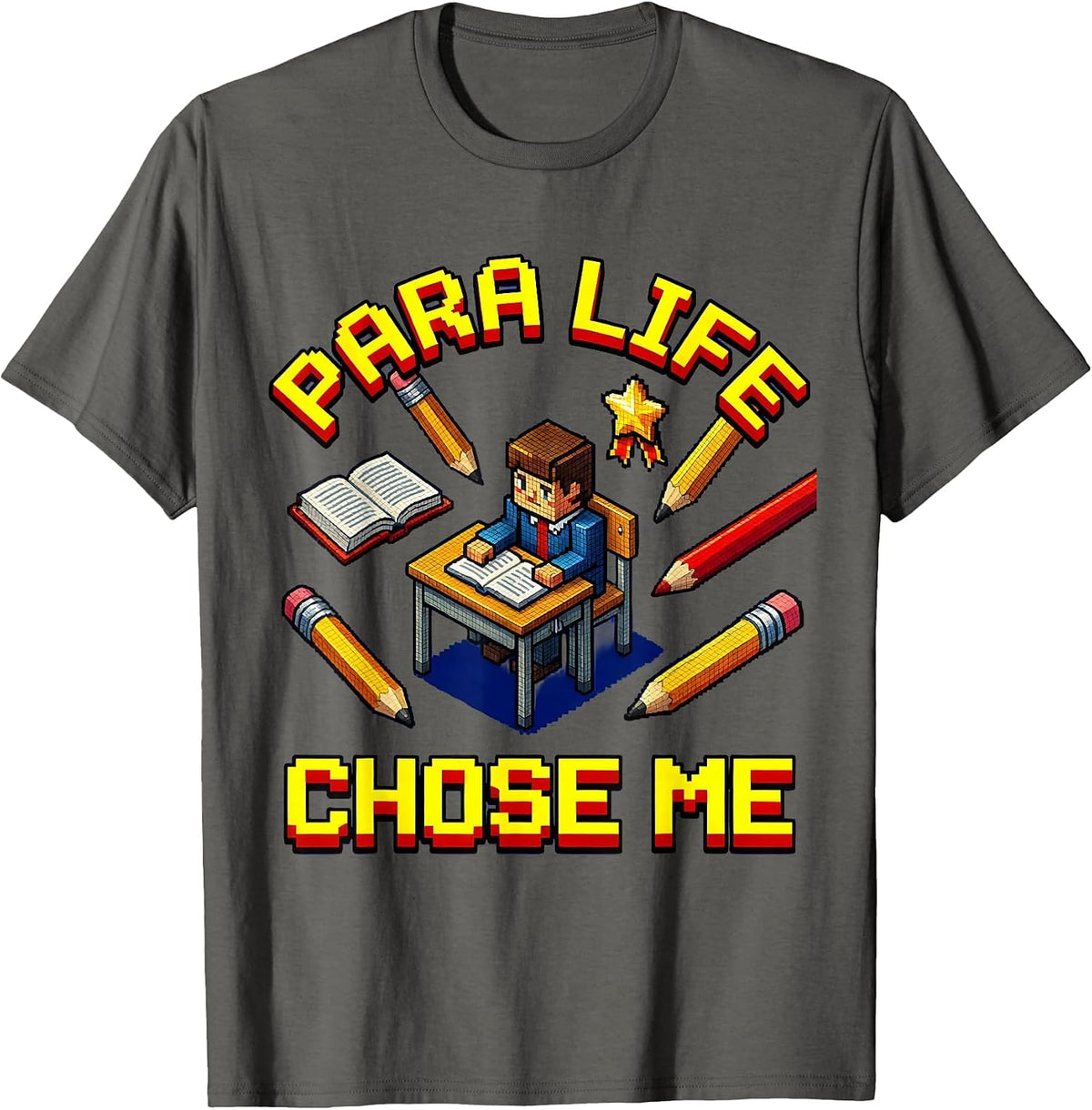 Men's Para Life Chose Me Paraprofessional Design T-Shirt - Asphalt Grey