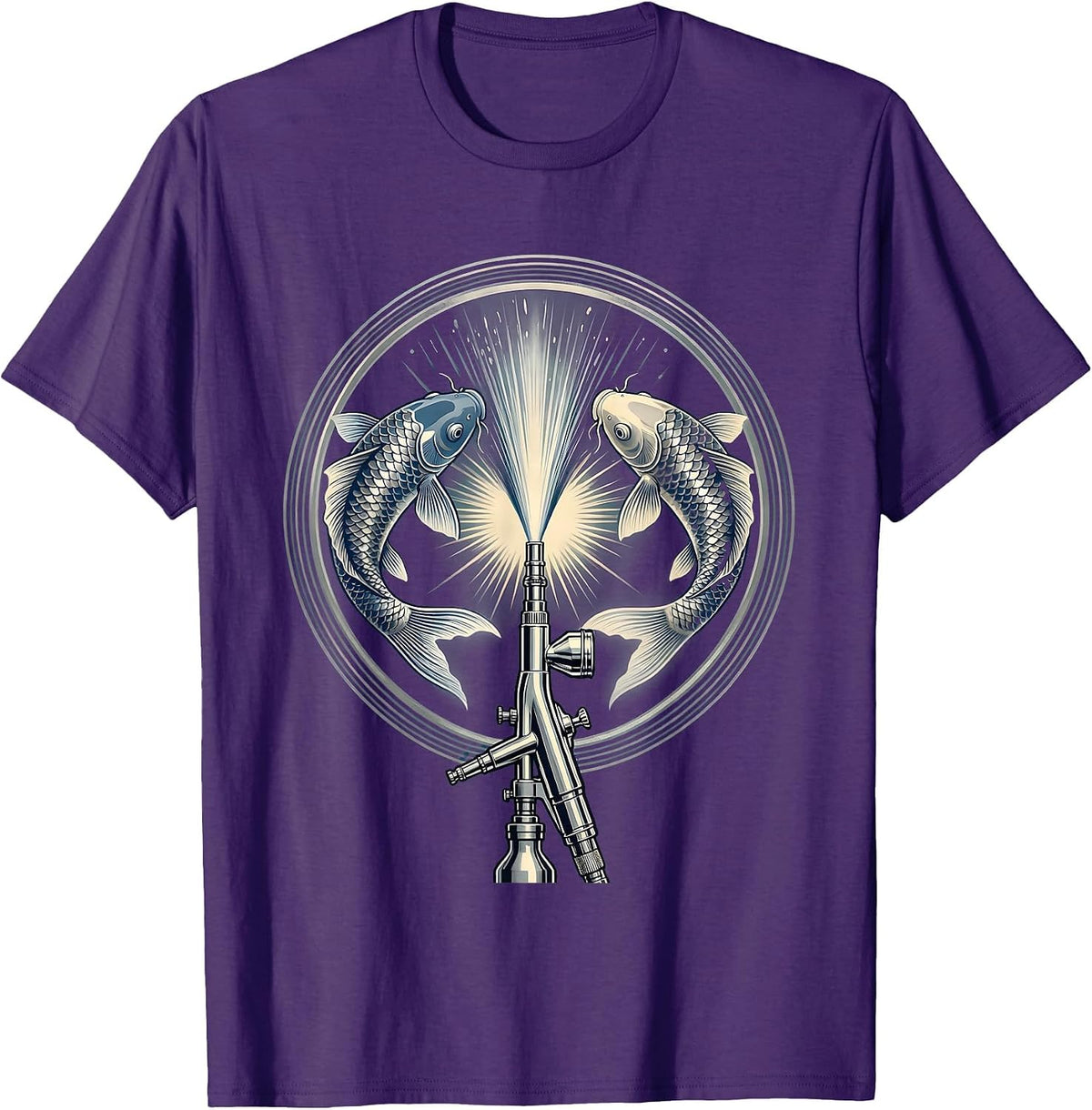 Airbrush Koi Fish Creation Graphic Art T-Shirt - Purple