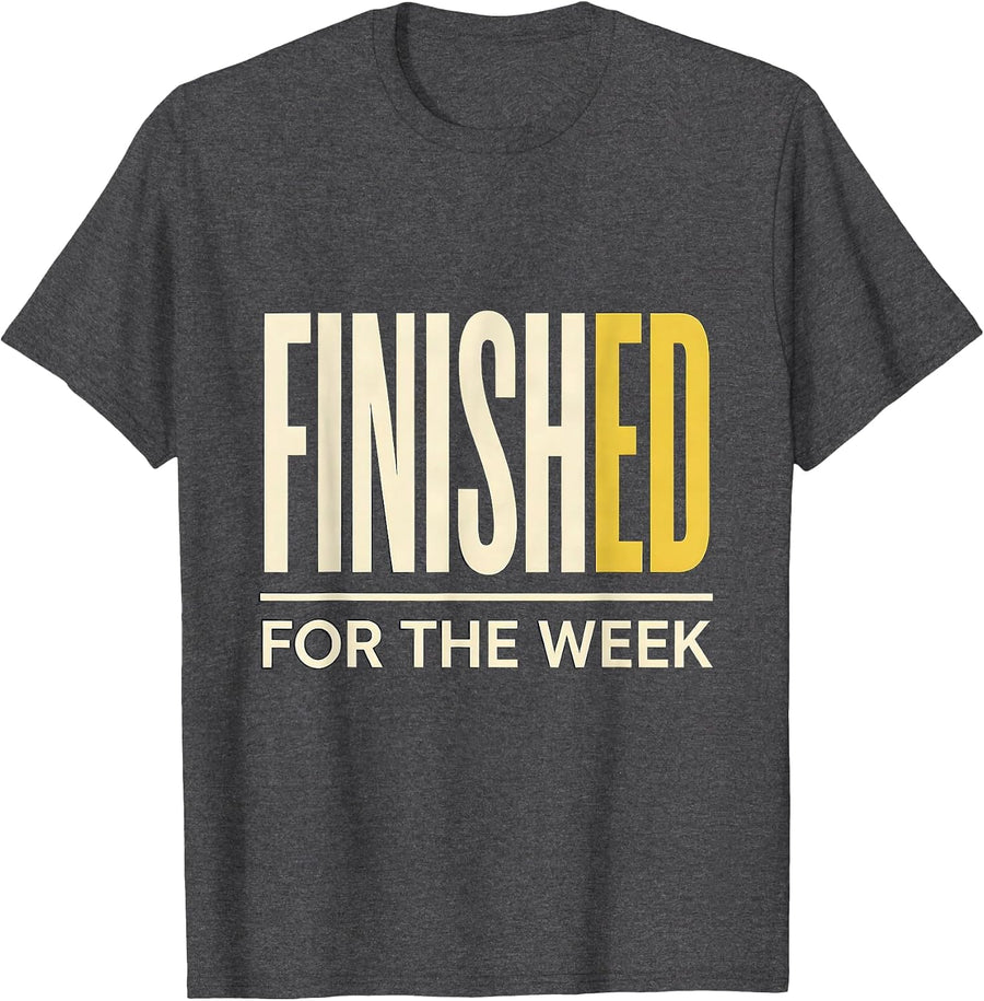Men's Finished For The Week Inclusive ASL Sign Language Teacher T-Shirt - Dark Heather Grey