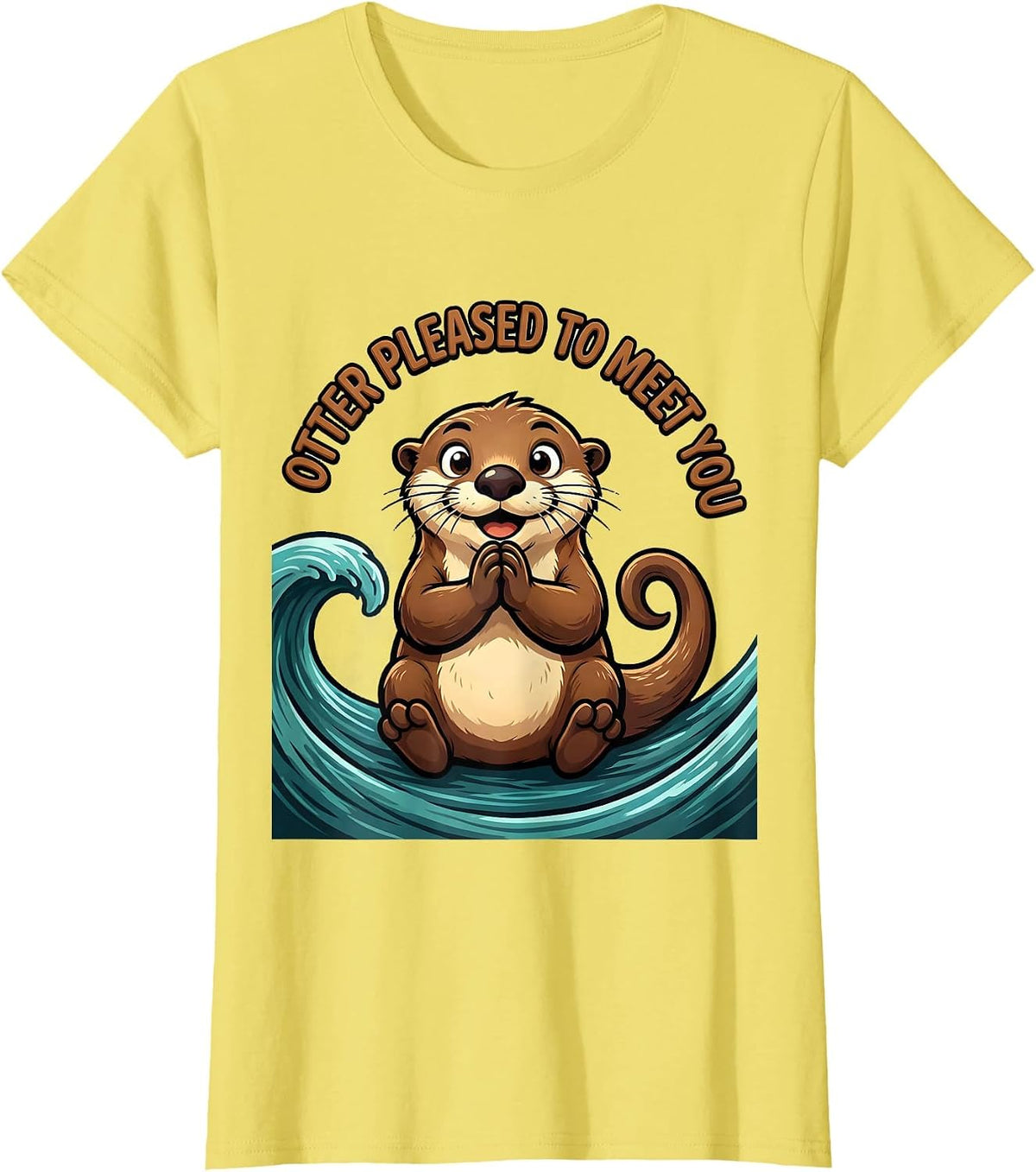 Women's Otter Pleased To Meet You Funny Otter Lover Gift For Animal T-Shirt - Lemon Yellow