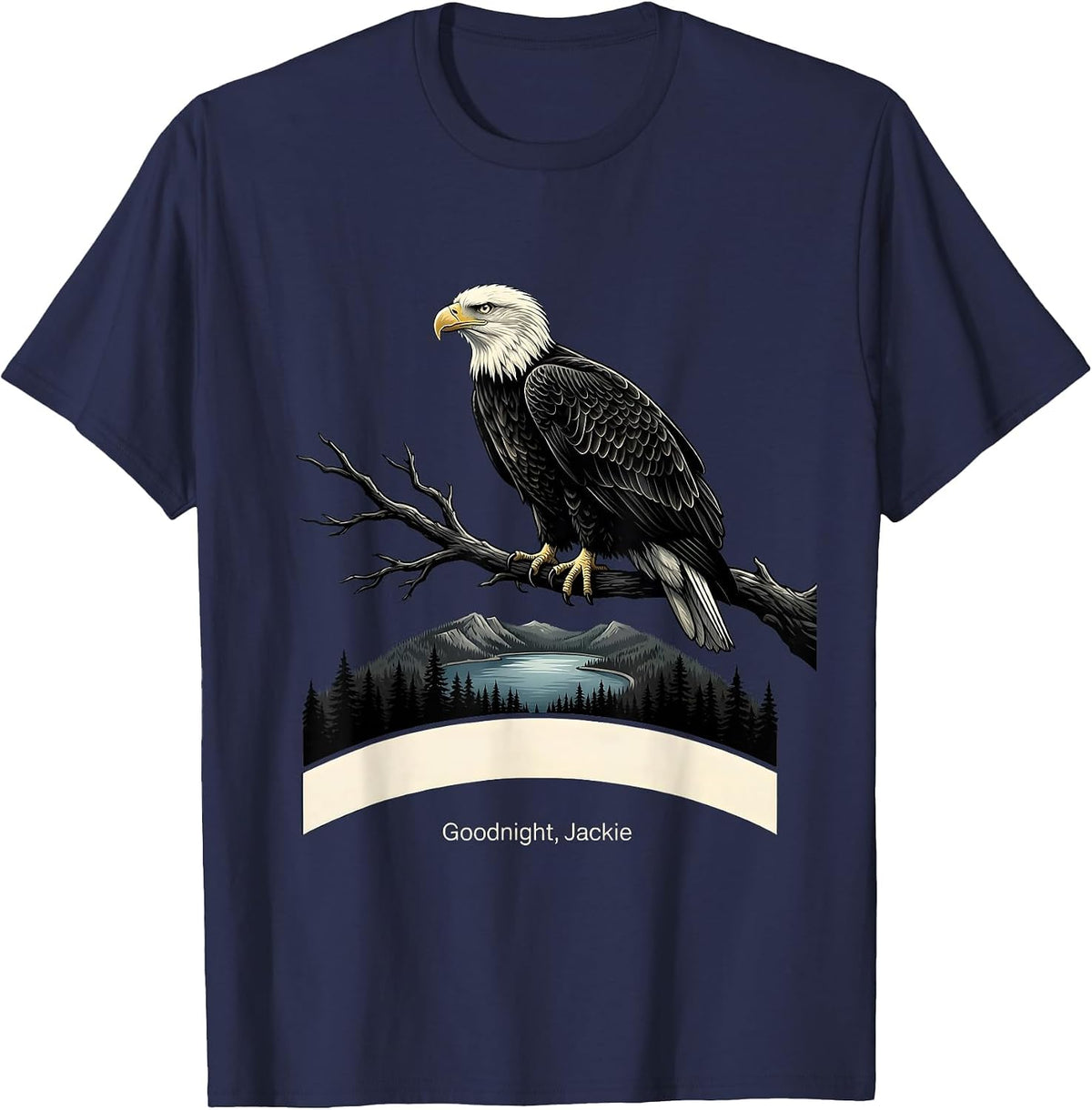 Men's Goodnight, Jackie Memorial Bald Eagle Tribute Wildlife T-Shirt - Navy Blue