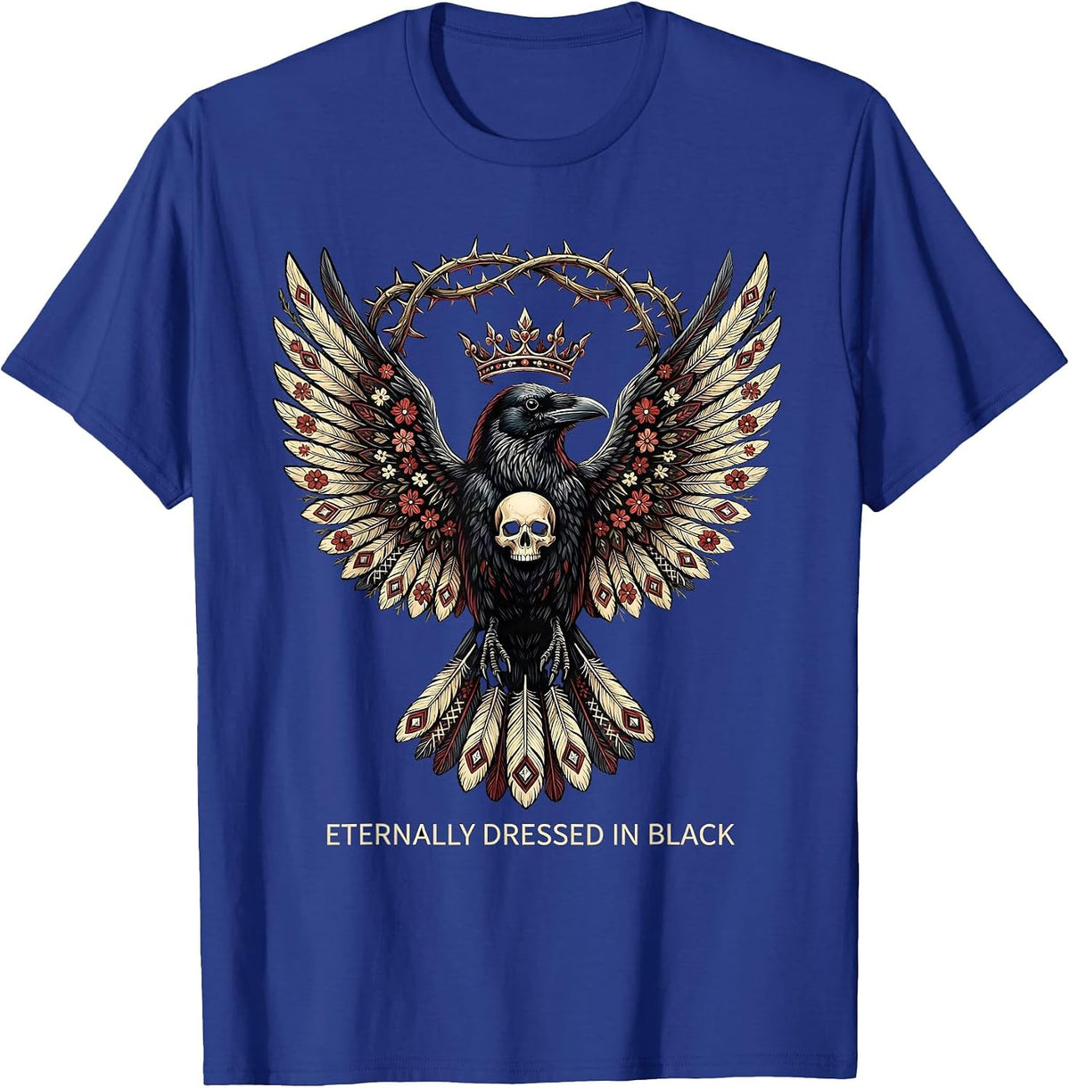 Men's Eternally Dressed In Black Gothic Design T-Shirt - Royal Blue