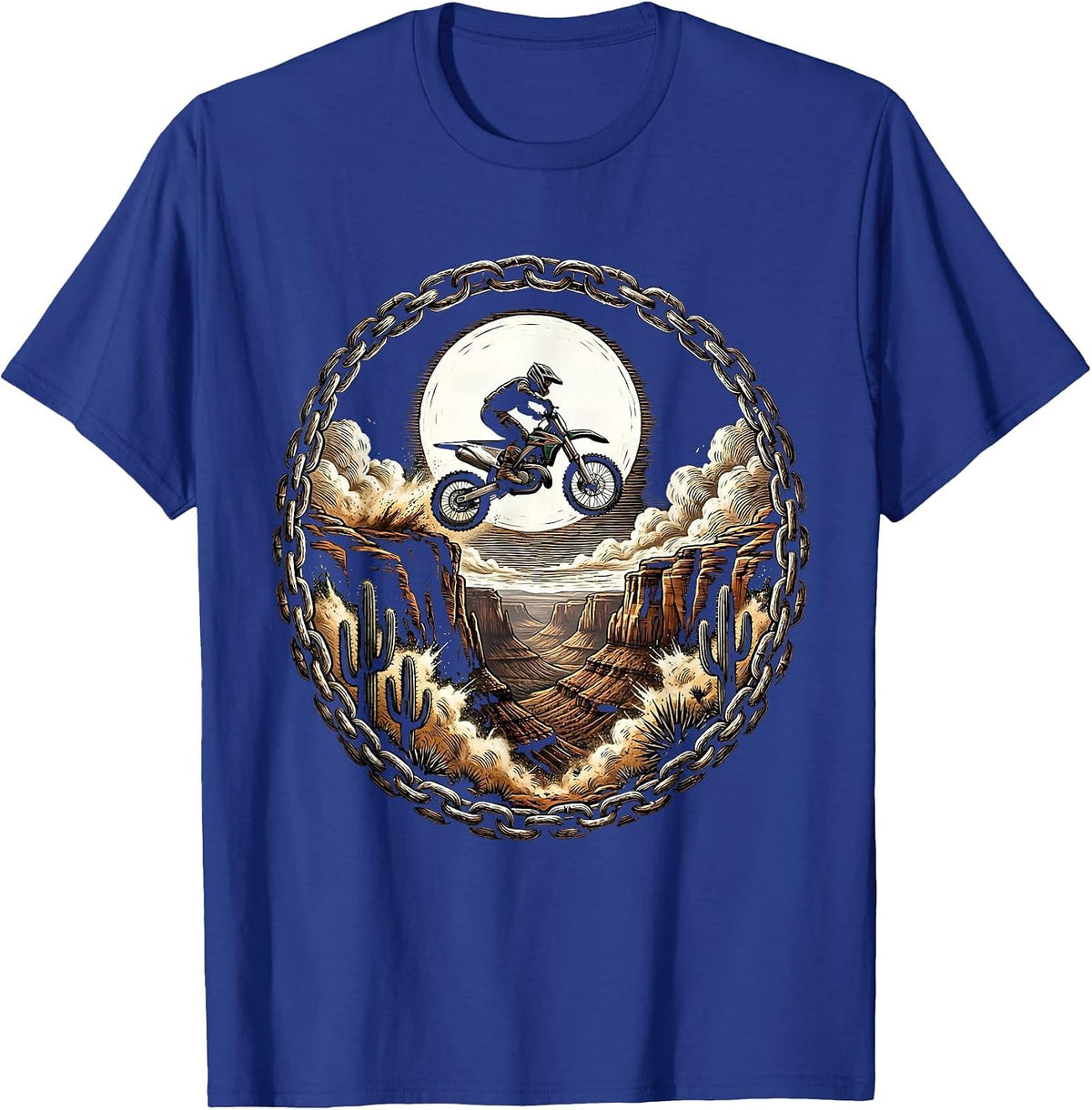 Dirt Bike Canyon Jump Gen X Motocross Graphic T-Shirt - Royal Blue