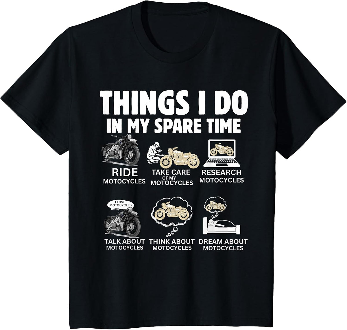 Things I Do in My Spare Time - Biker Motorcycle Rider Riding T-Shirt - Black