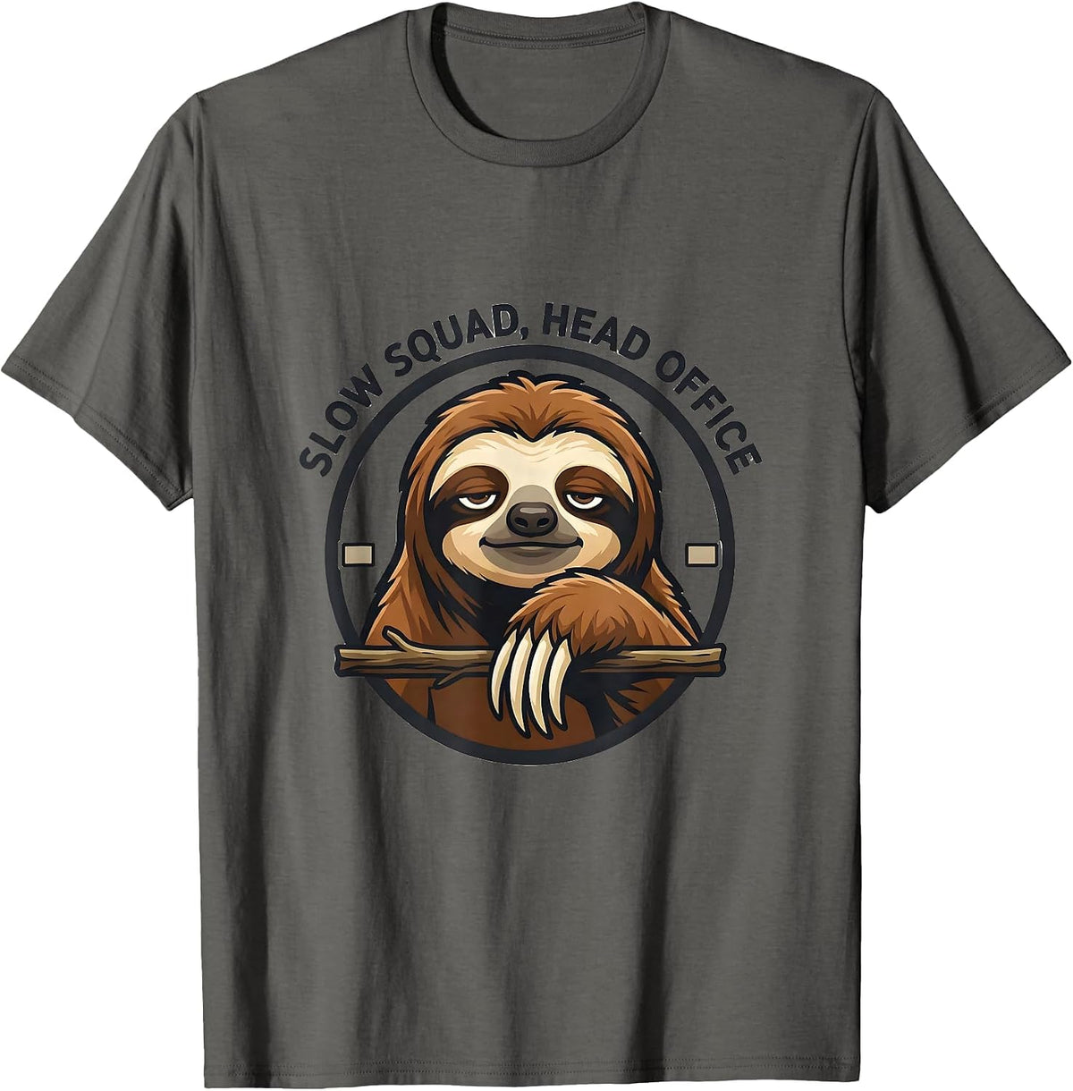 Slow Squad Head Office Funny Sloth Lover Gift T-Shirt - Asphalt Grey