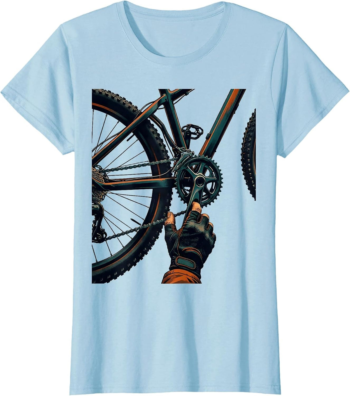 Women's Mountain Bike Drivetrain Humor Cycling Enthusiast Gift T-Shirt - Baby Blue
