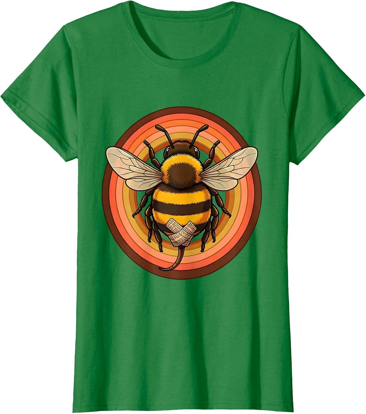 School Nurse Bee with Bandage Graphic Tee T-Shirt - Kelly Green