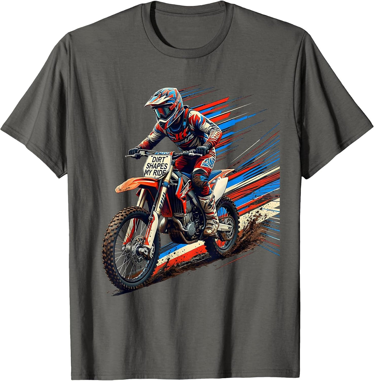 Men's Dirt Shapes My Ride Futurist Dynamism Motocross Dirt Bike T-Shirt - Asphalt Grey