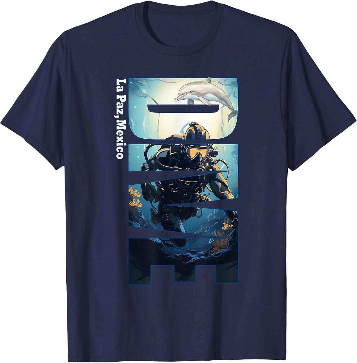 Dive La Paz Scuba Diving Snorkeling T-Shirt - Navy Blue
