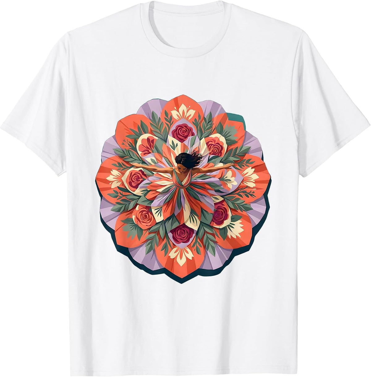 Men's Gigi Swirling Floral Dance Overhead View T-Shirt - White