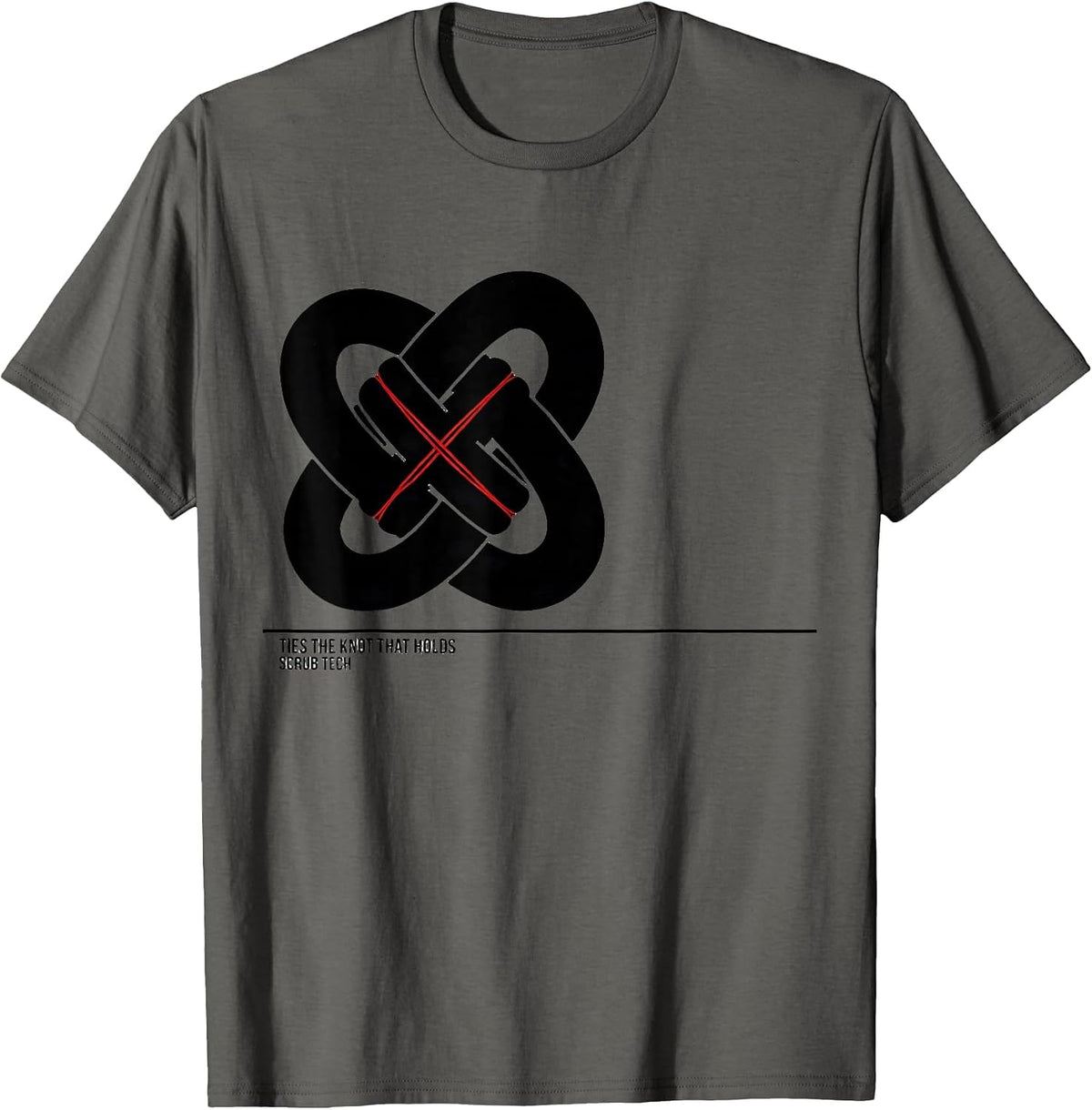 Men's Ties The Knot That Holds Scrub Tech Occupational Humor T-Shirt - Asphalt Grey