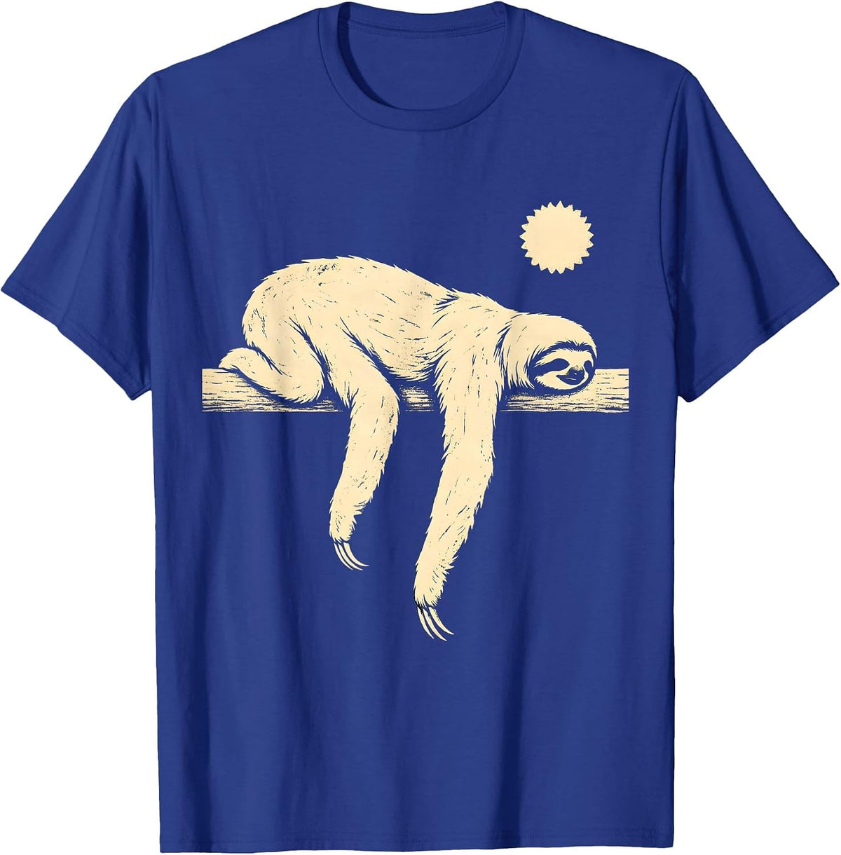 Solid Masked Sloth Silhouette Humor Novelty Gift T-Shirt - Royal Blue