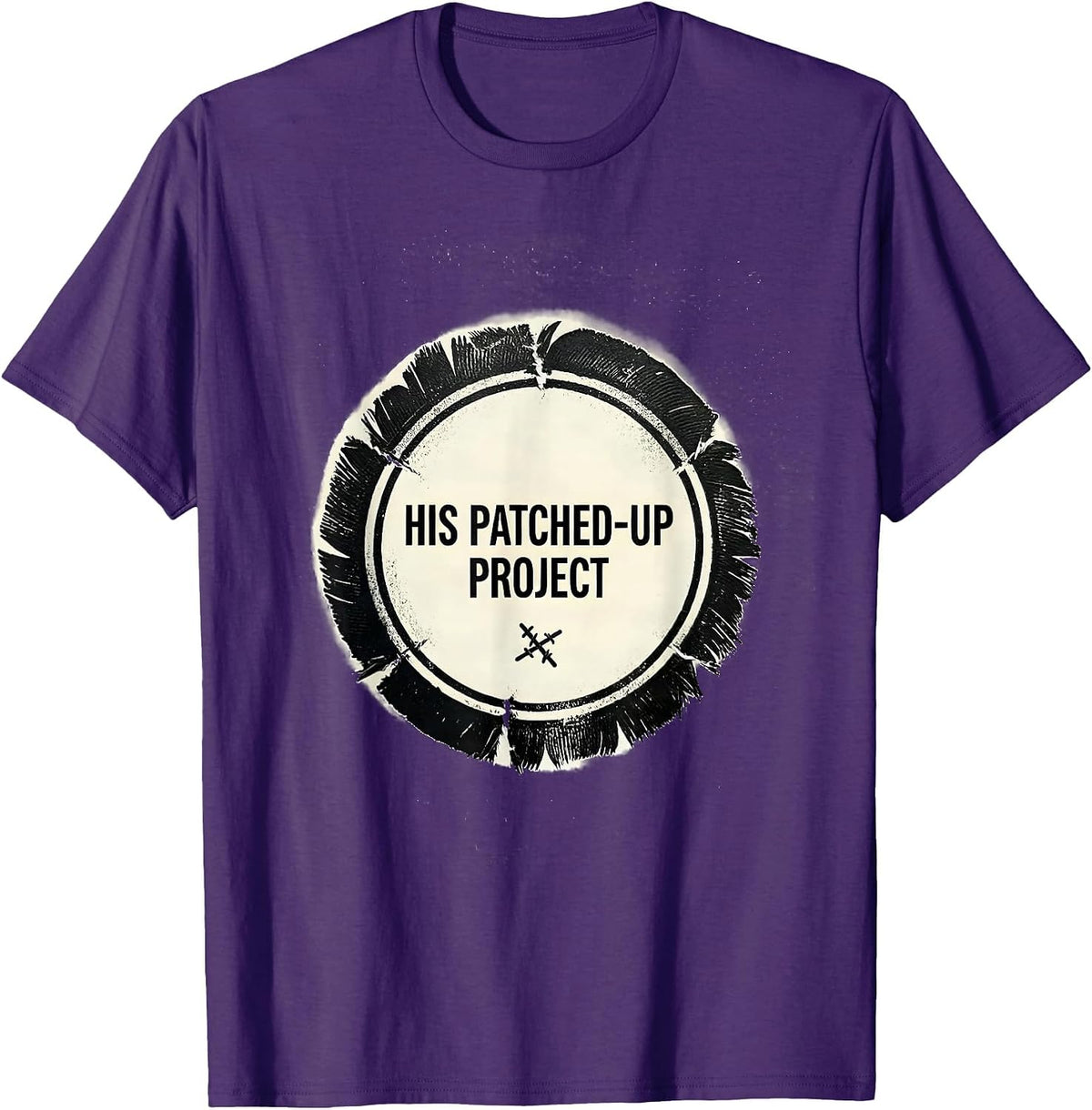 Men's His Patched-Up Project Rubber Stamp Faith Humor T-Shirt - Purple