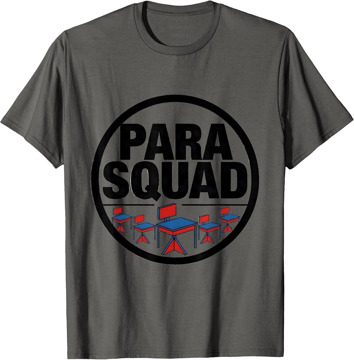 Men's Para Squad Bauhaus Modernist Teacher Appreciation Back T-Shirt - Asphalt Grey