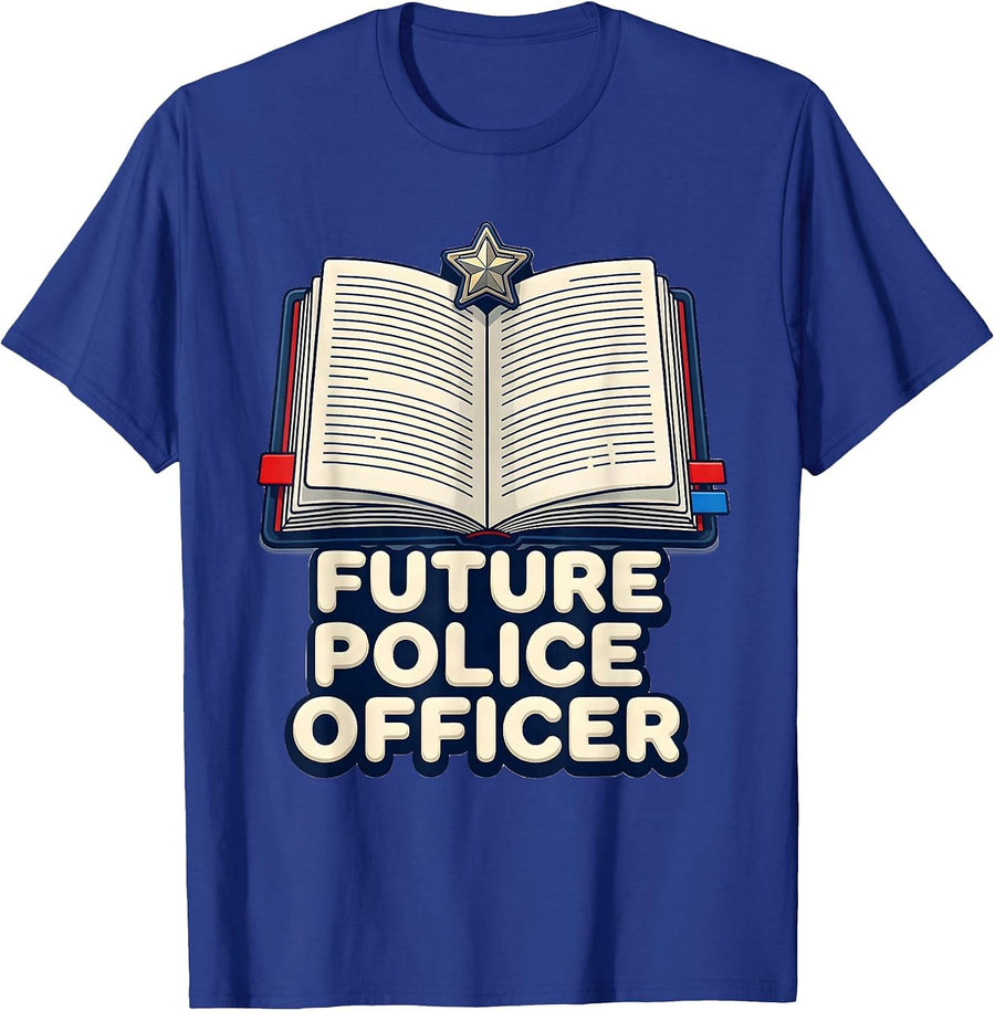Future Police Officer Funny Kids Police Costume Play T-Shirt - Royal Blue