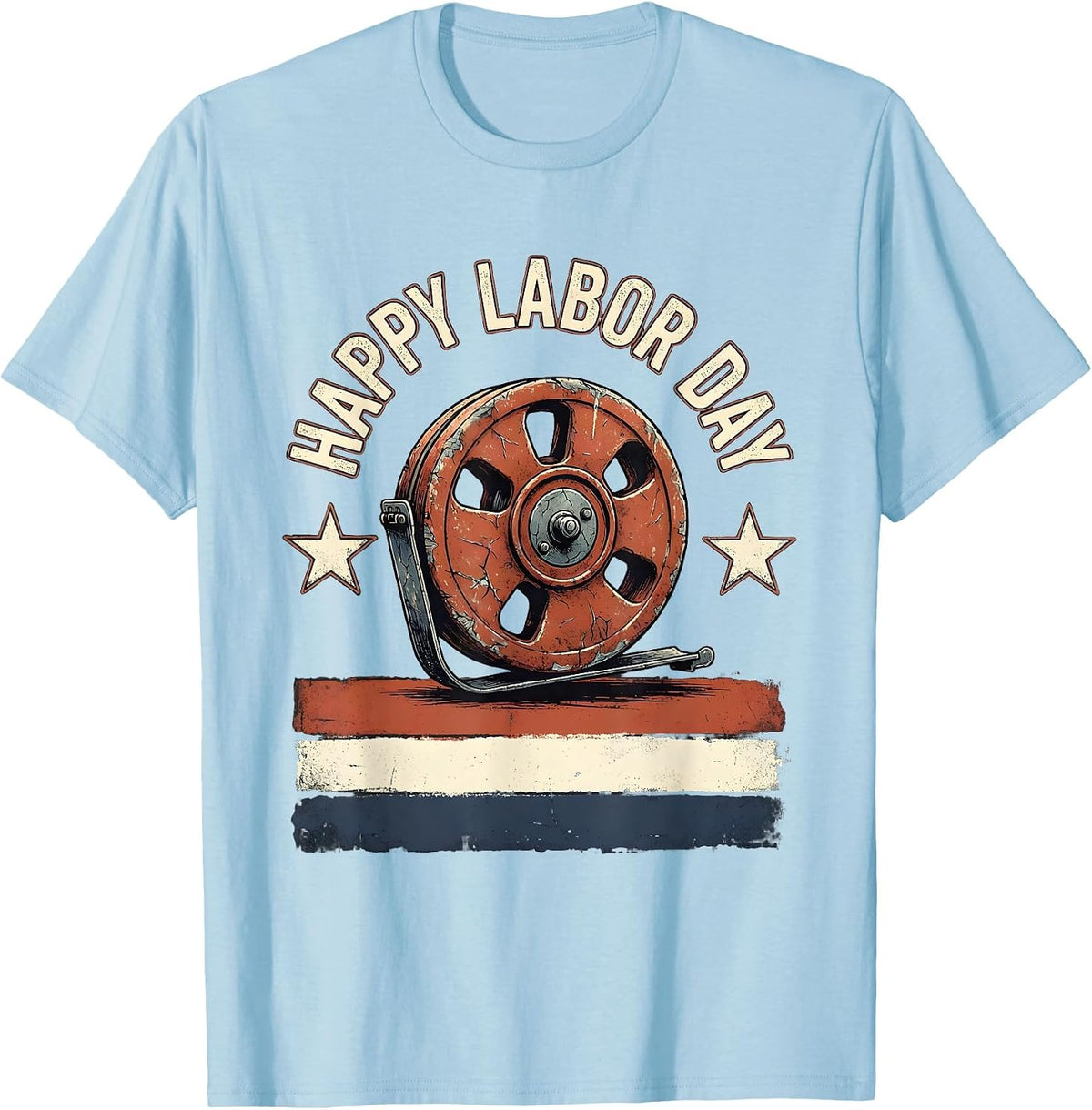 Men's Happy Labor Day Distressed Patriotic Union Worker Pride T-Shirt - Baby Blue