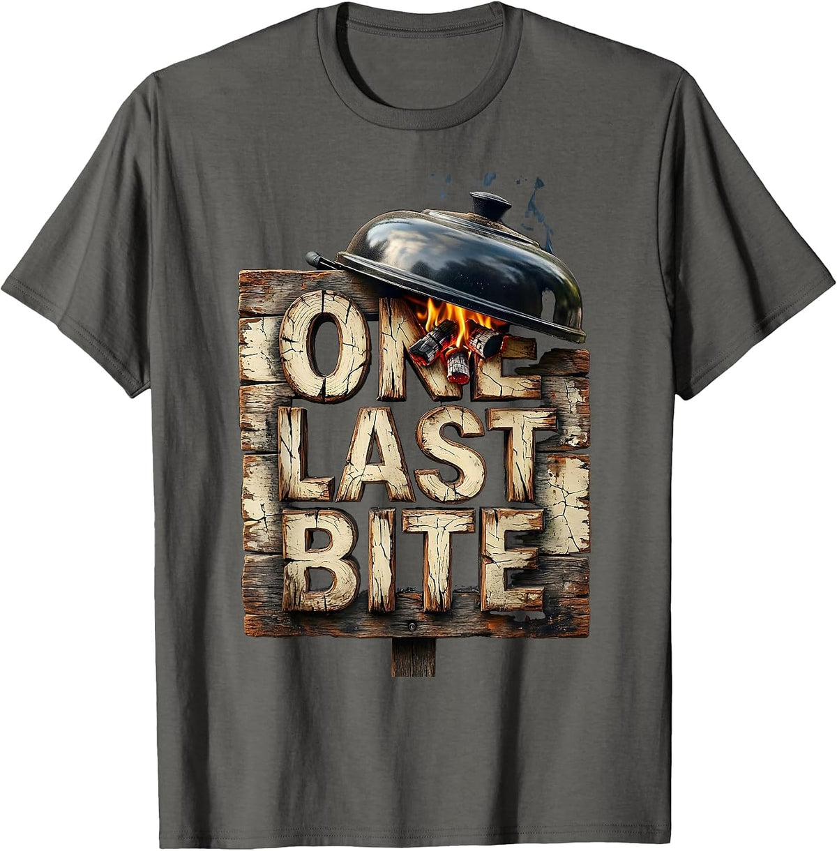 One Last Bite Distressed BBQ Pitmaster Labor Day T-Shirt - Asphalt Grey