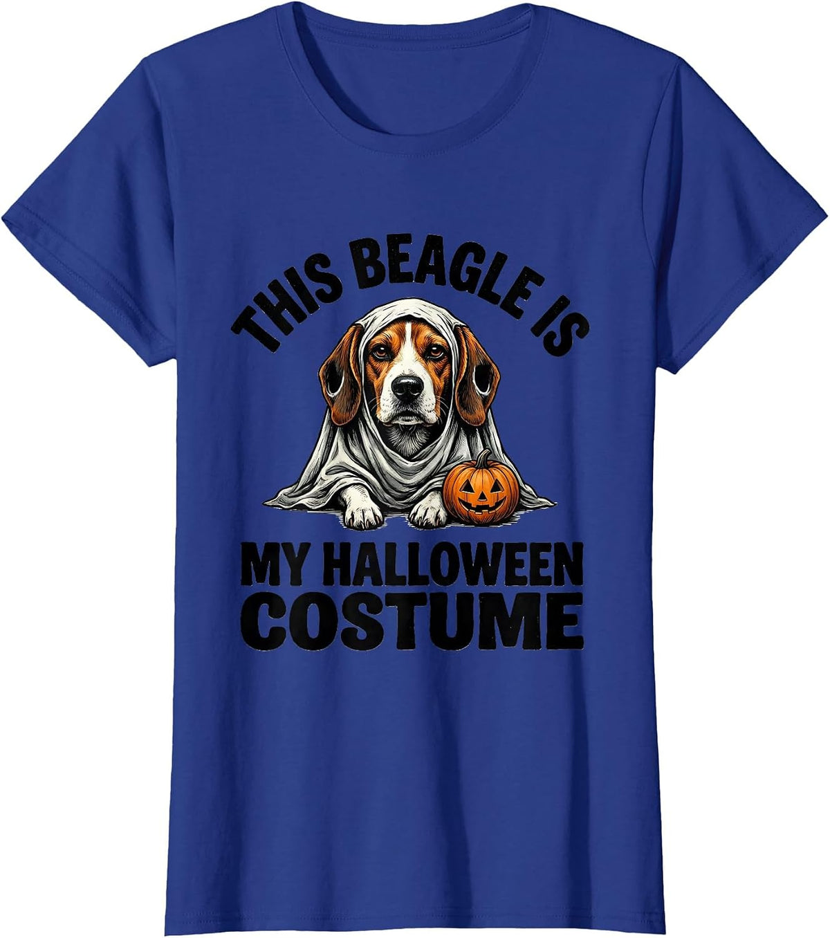 Women's This Beagle Is My Halloween Costume Funny Dog Lover Ghost T-Shirt - Royal Blue