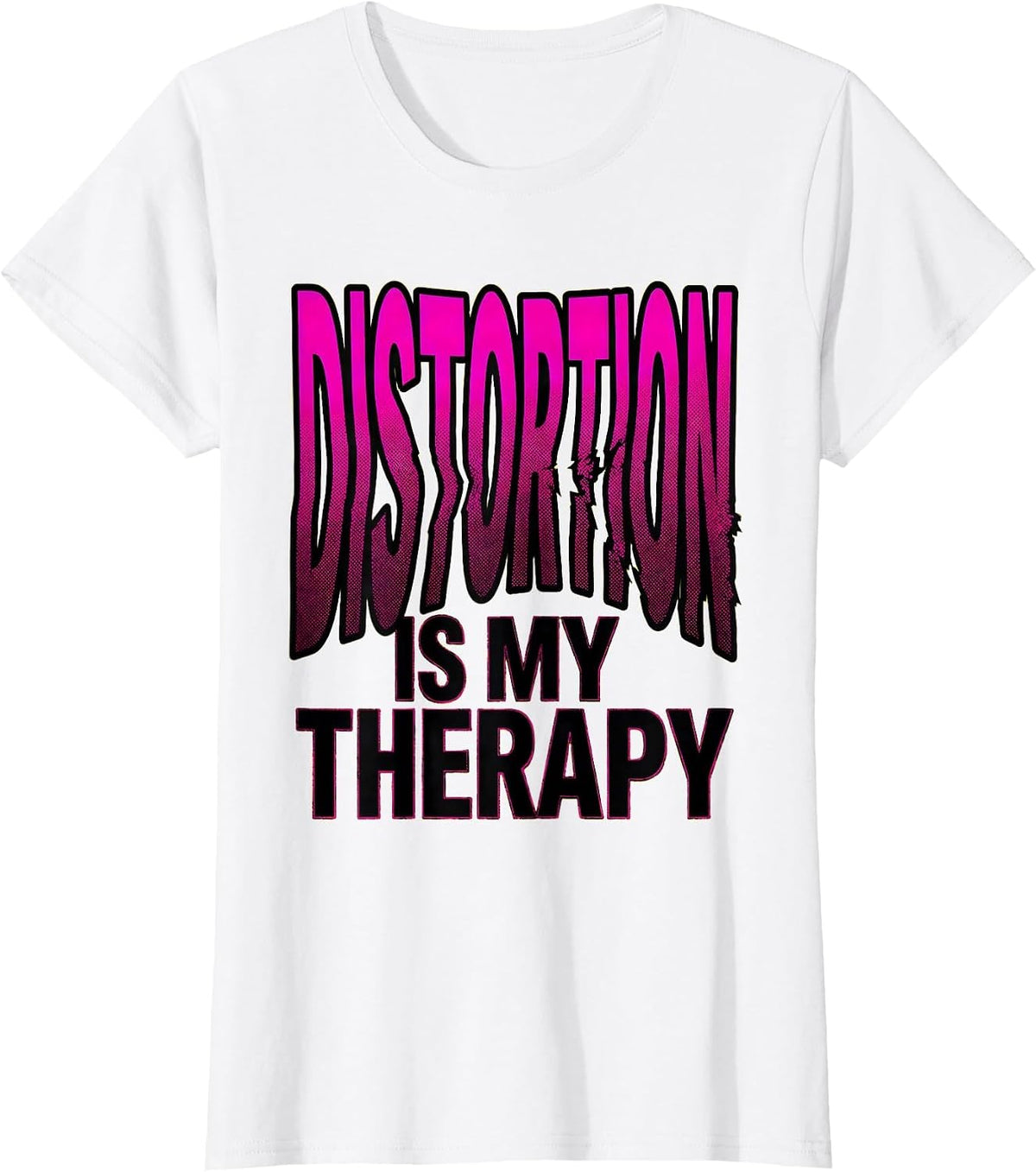 Distortion Is My Therapy Rock Music Design T-Shirt - White
