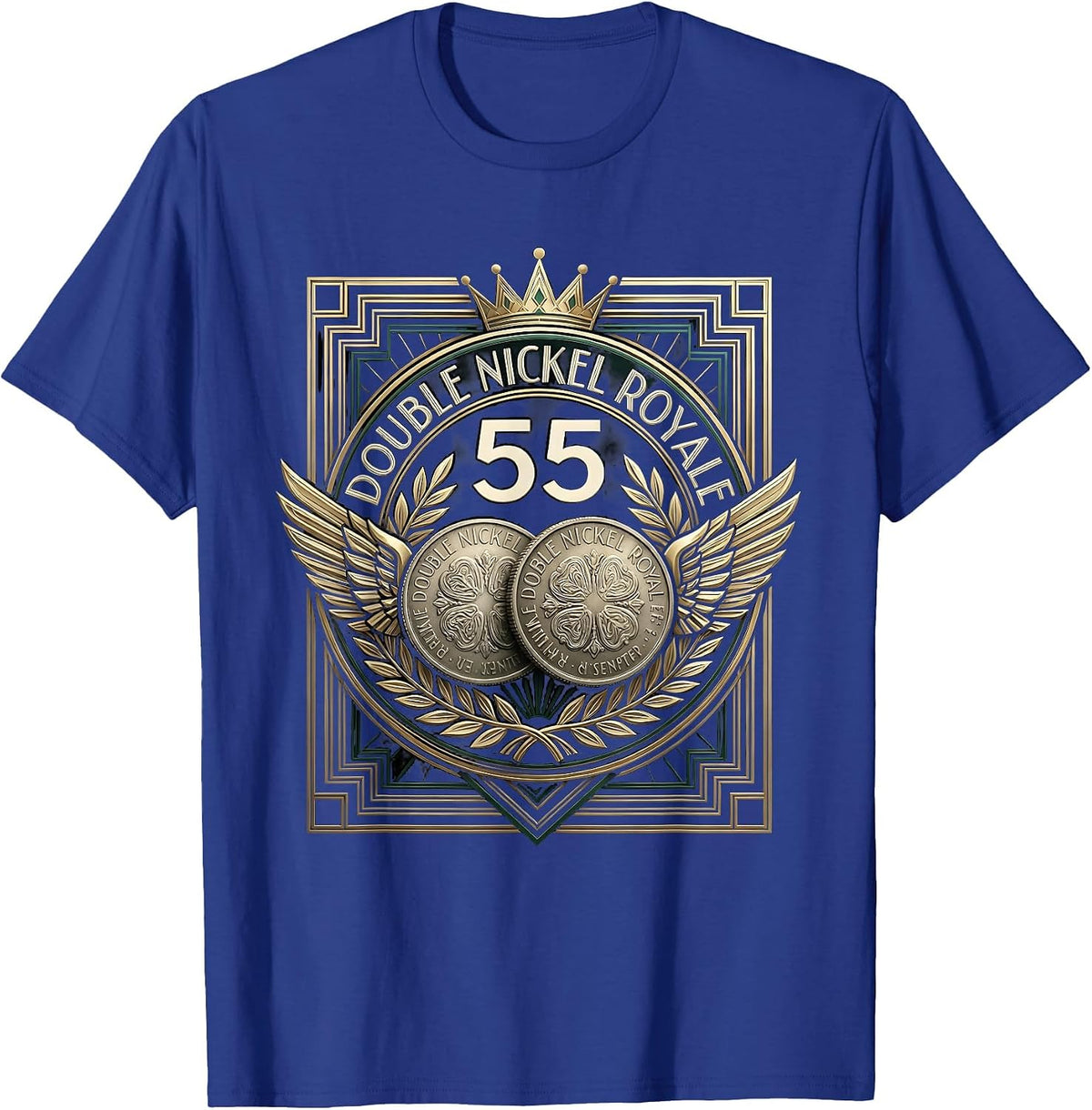 55. Double Nickel Royale Art Deco Design T-Shirt - Royal Blue