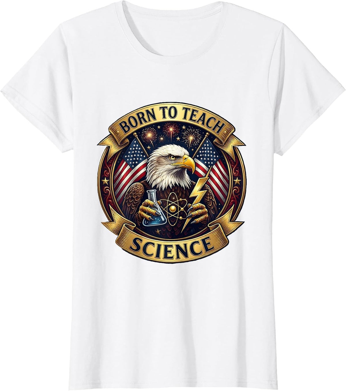 Born to Teach Science Educator Design T-Shirt - White