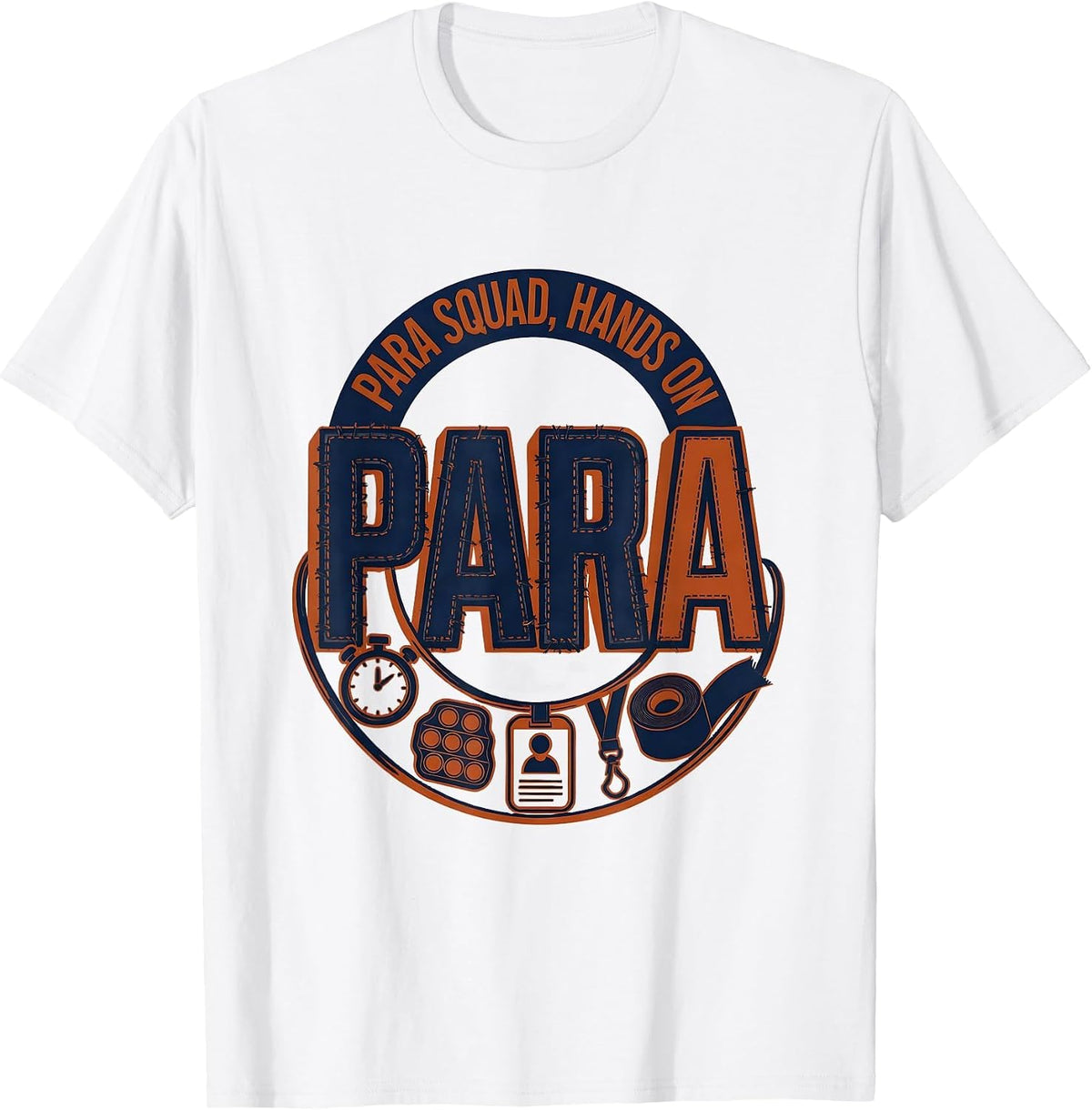 Men's Para Squad Hands On Bold Screenprint Back To School T-Shirt - White