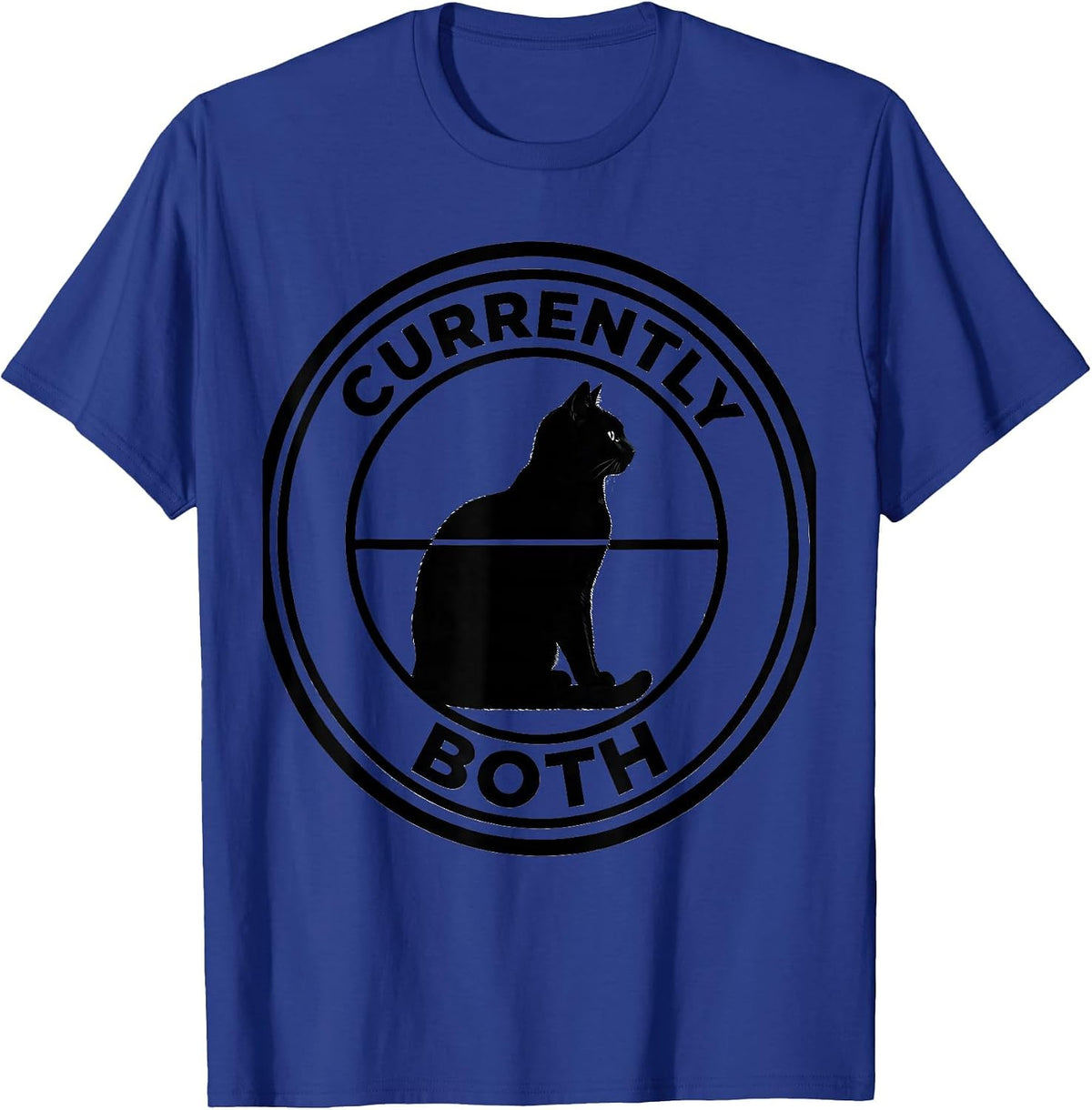 Currently Both Quantum Physics Cat Humor Science Geek T-Shirt - Royal Blue
