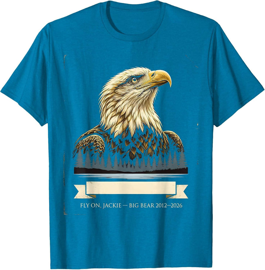Fly On, Jackie — Big Bear 2012–2026 Vintage Eagle Memorial T-Shirt - Sapphire Blue