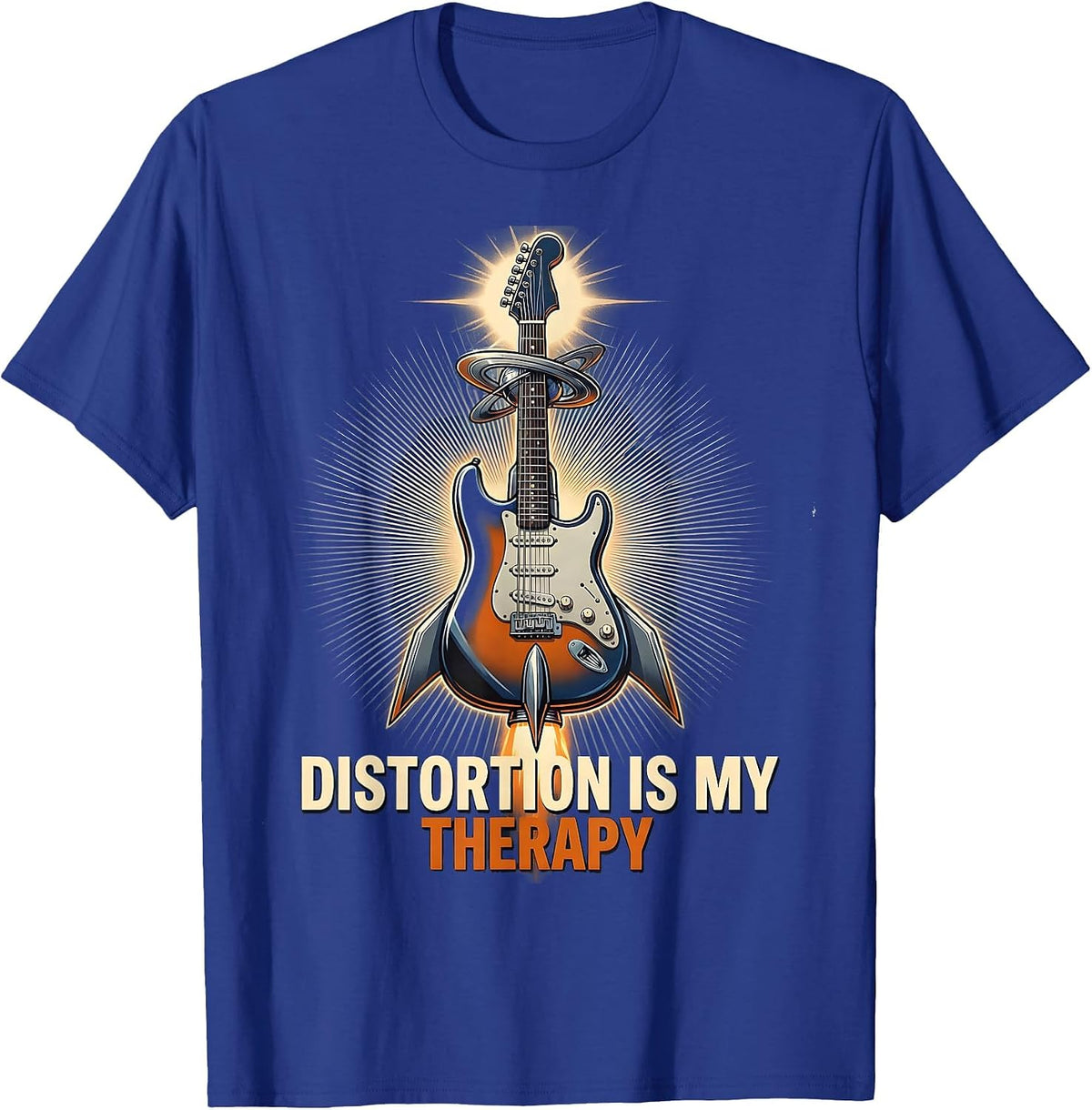 Distortion Is My Therapy Grunge Music Design T-Shirt - Royal Blue
