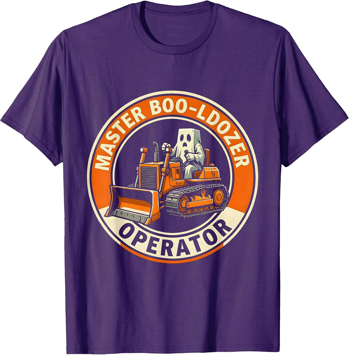 Master Boo-ldozer Operator Halloween Ghost Design T-Shirt - Purple