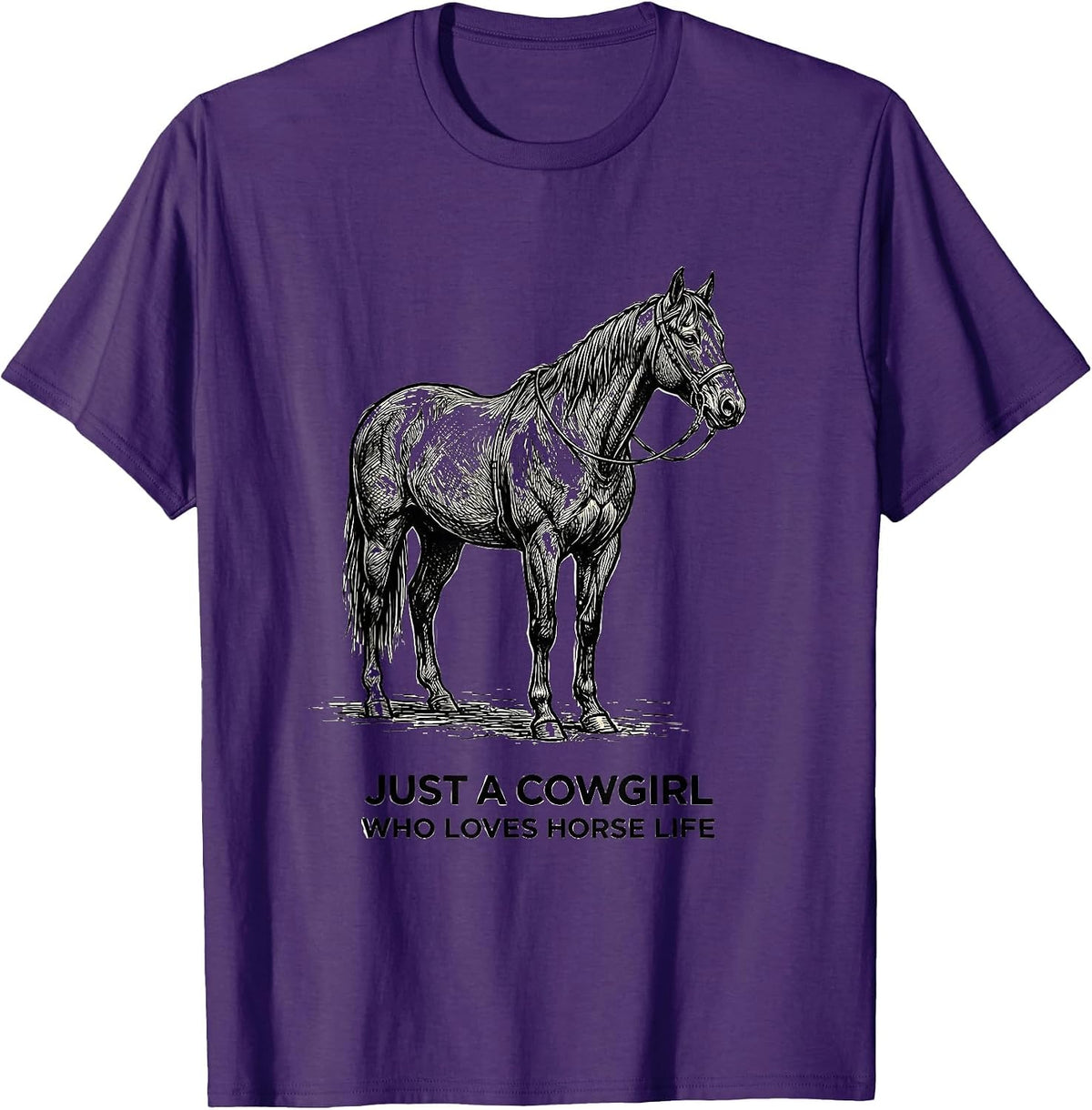 Just A Cowgirl Who Loves Horse Life Western Horse Lover Gift T-Shirt - Purple