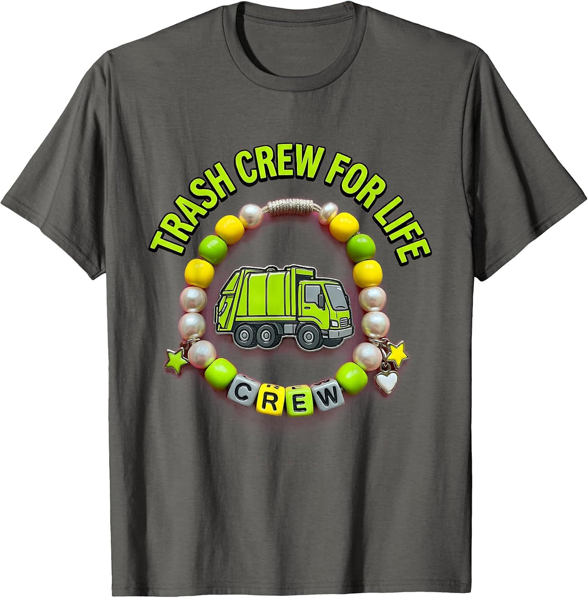 Trash Crew For Life Garbage Truck Design T-Shirt - Asphalt Grey