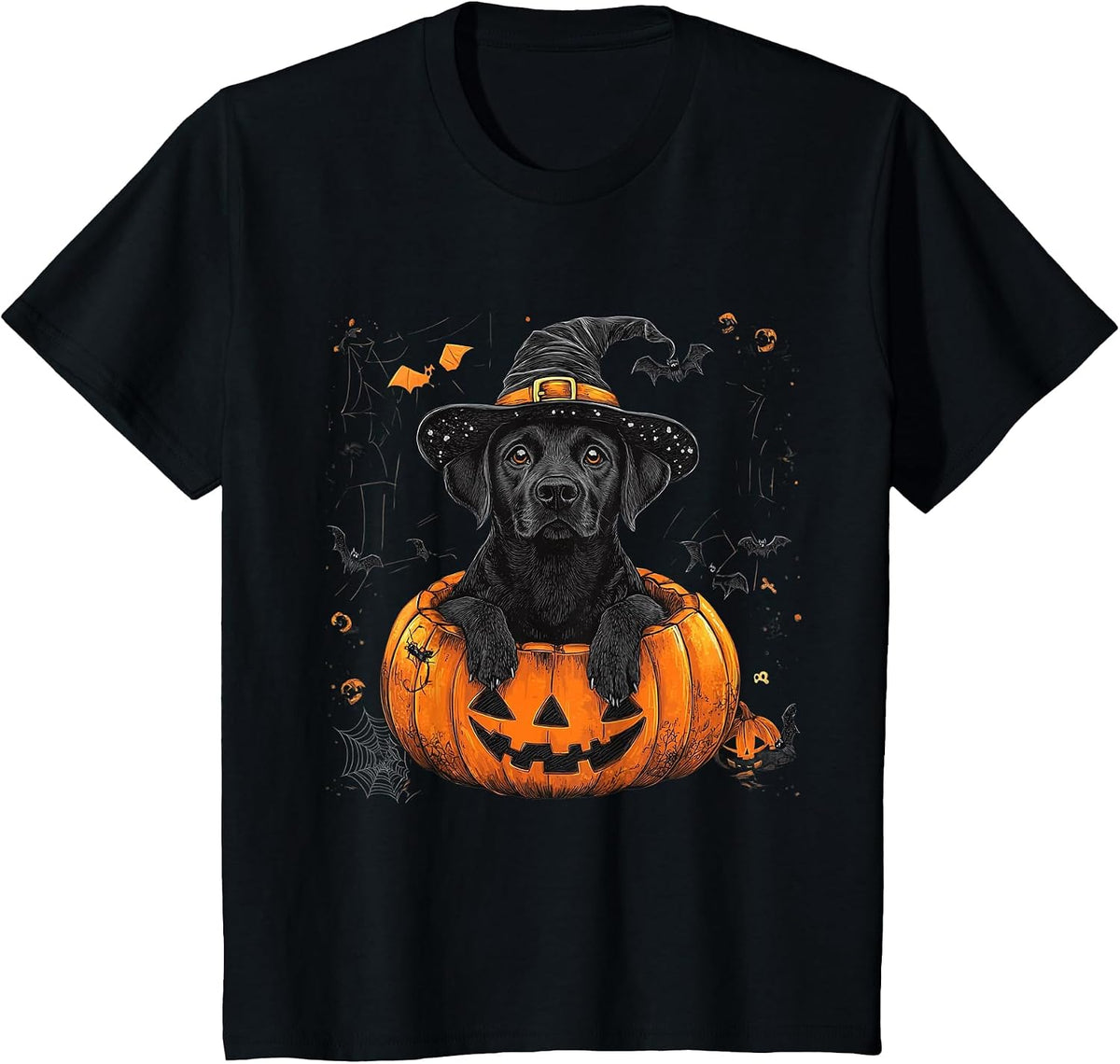 Black Lab Labrador Pumpkin Halloween Thanksgiving Men Women T-Shirt - Black