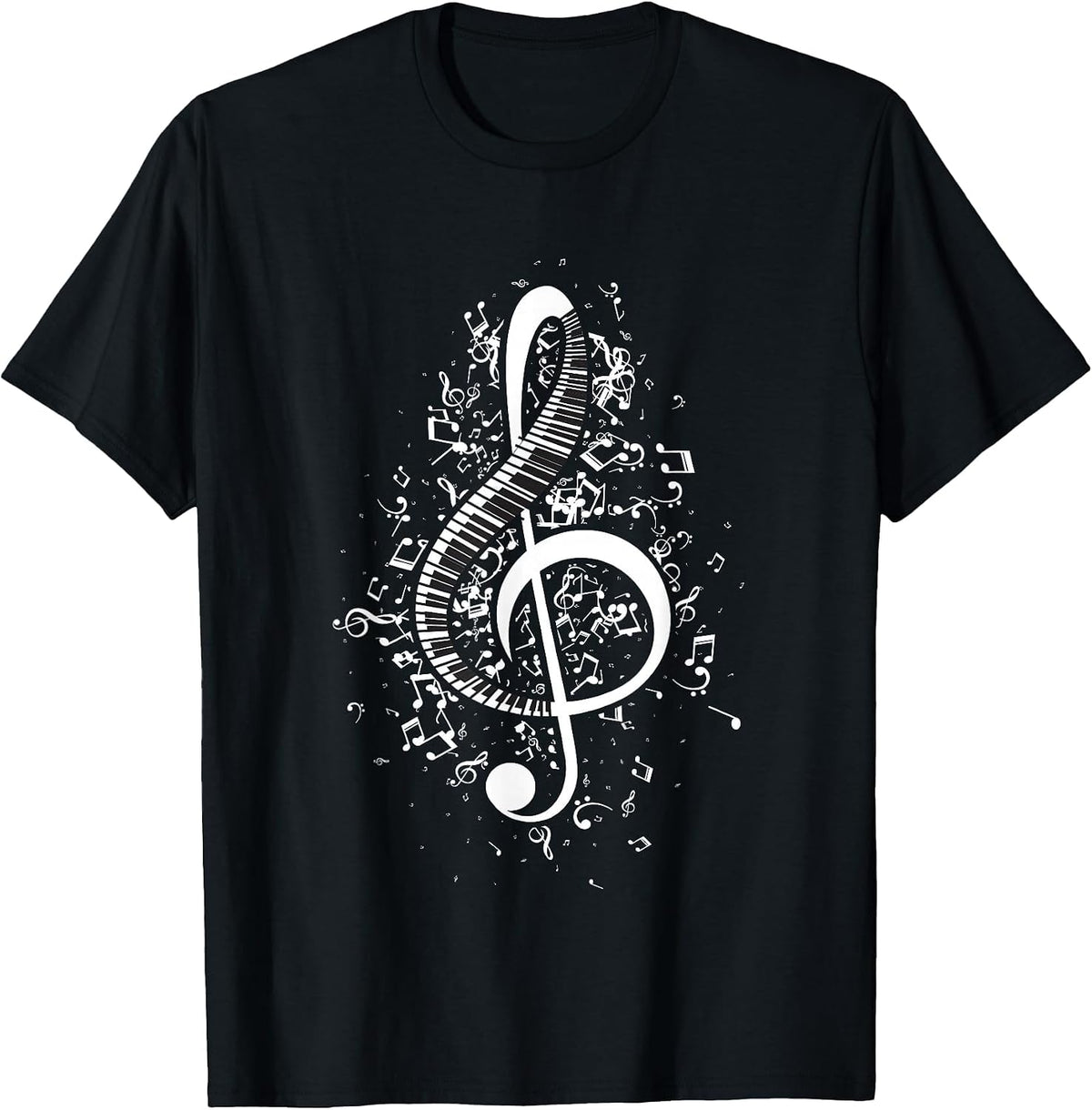 Treble Clef Keys - Piano Player Pianist Classical Music T-Shirt - Black