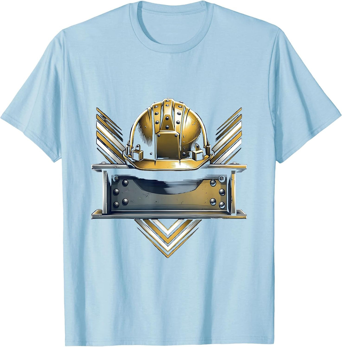 Labor Day Hardhat on Steel Girder Graphic T-Shirt - Baby Blue
