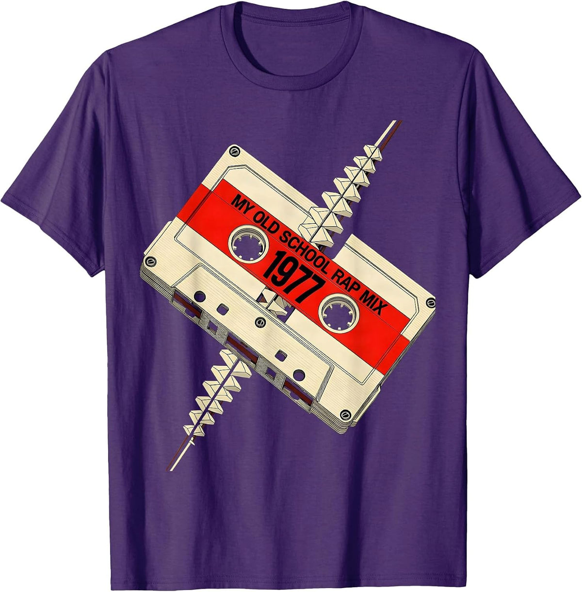 Men's My Old School Rap Mix 1977 Retro Cassette Tape Hip Hop T-Shirt - Purple
