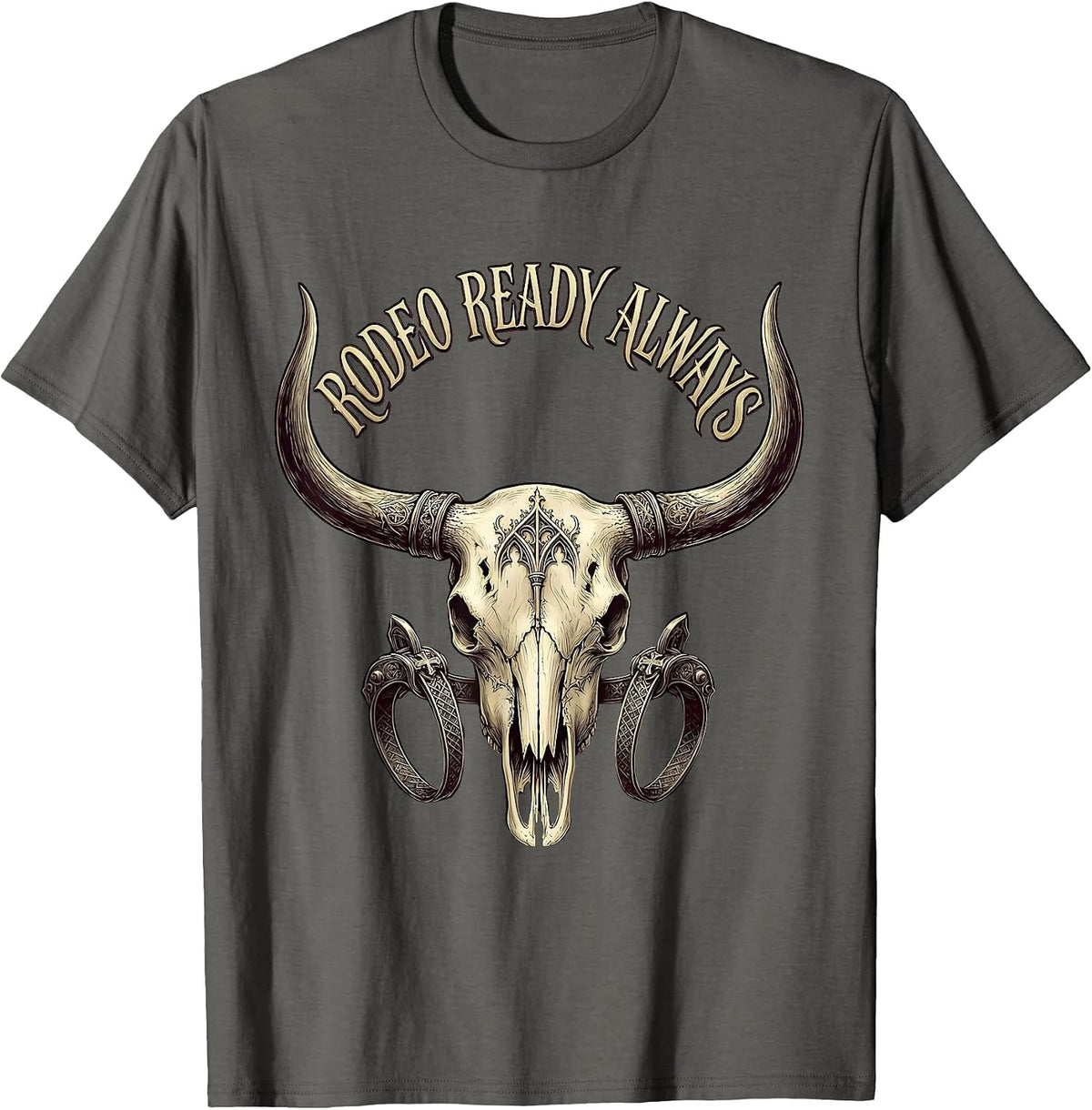 Rodeo Ready Always Western Cowboy Design T-Shirt - Asphalt Grey