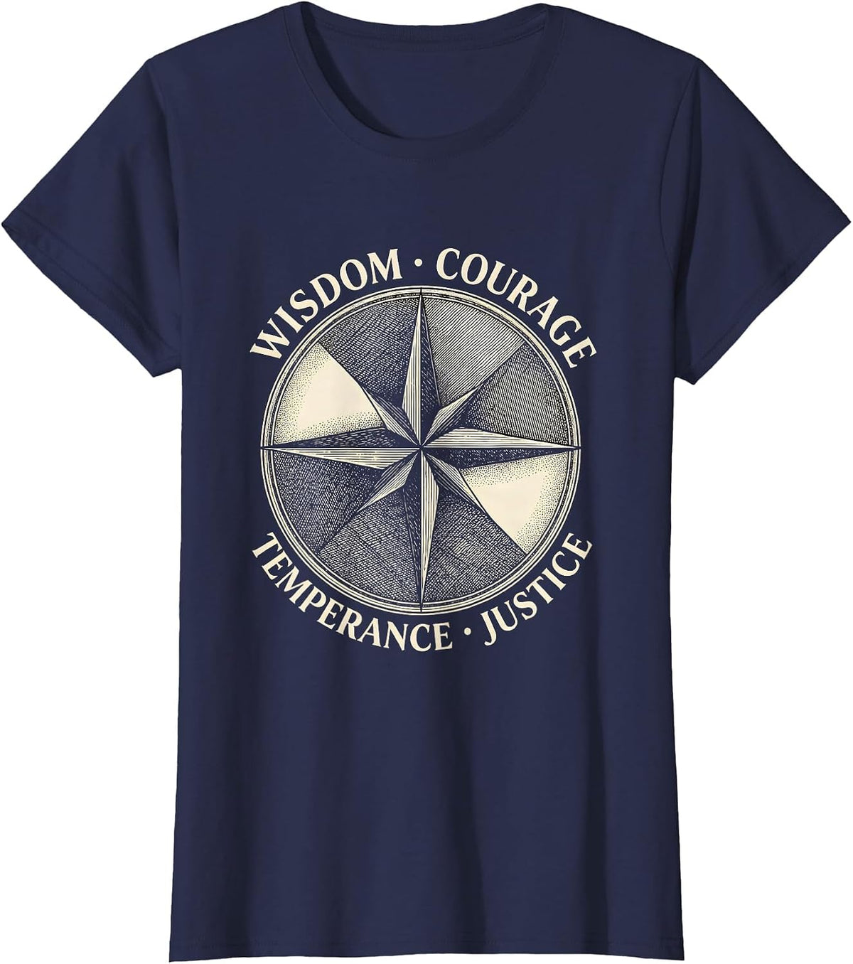 Women's Wisdom Courage Temperance Justice Stoic Philosophy Marcus T-Shirt - Navy Blue