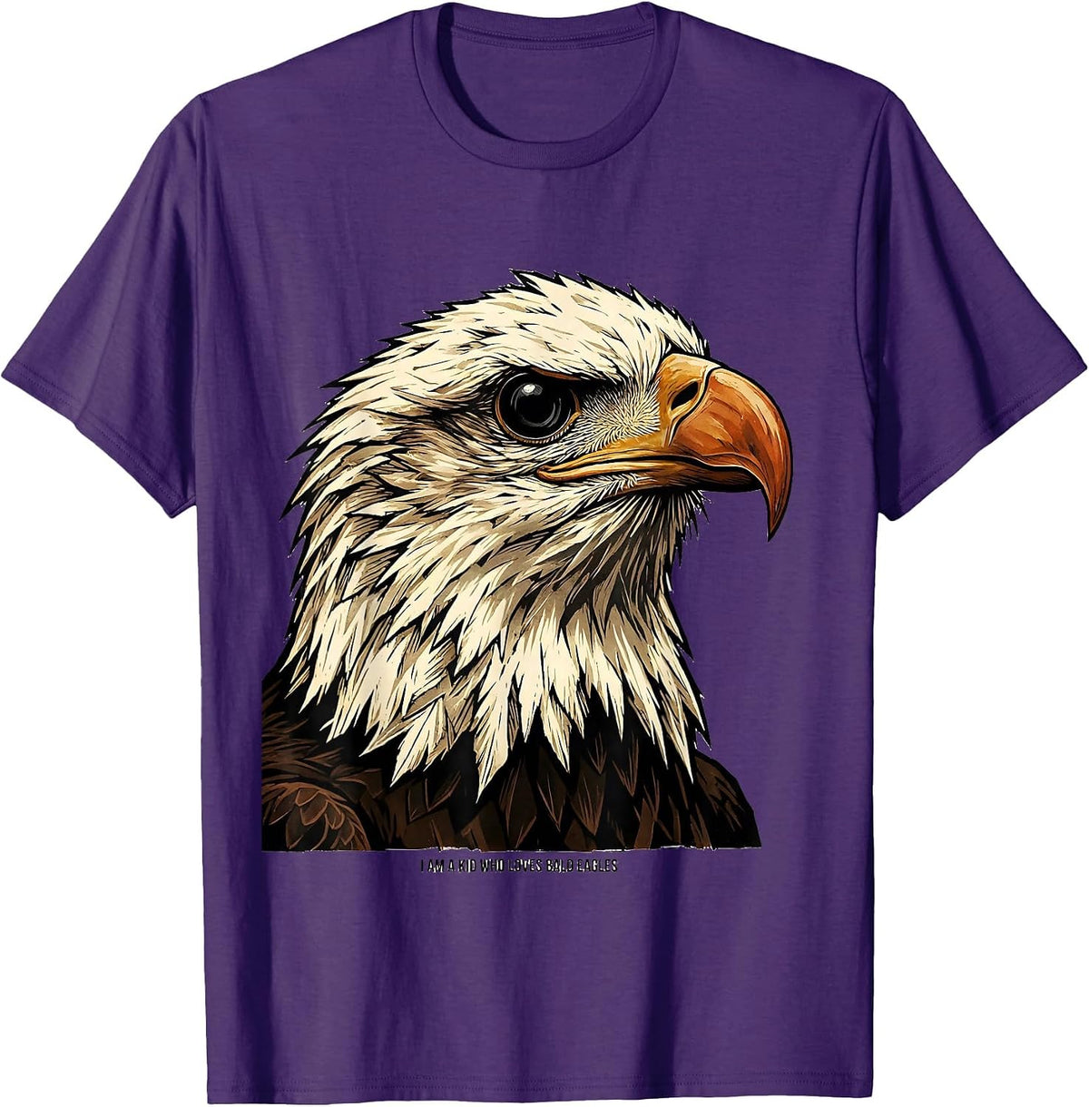 I Am A Kid Who Loves Bald Eagles Funny Eagle Lover Bird T-Shirt - Purple